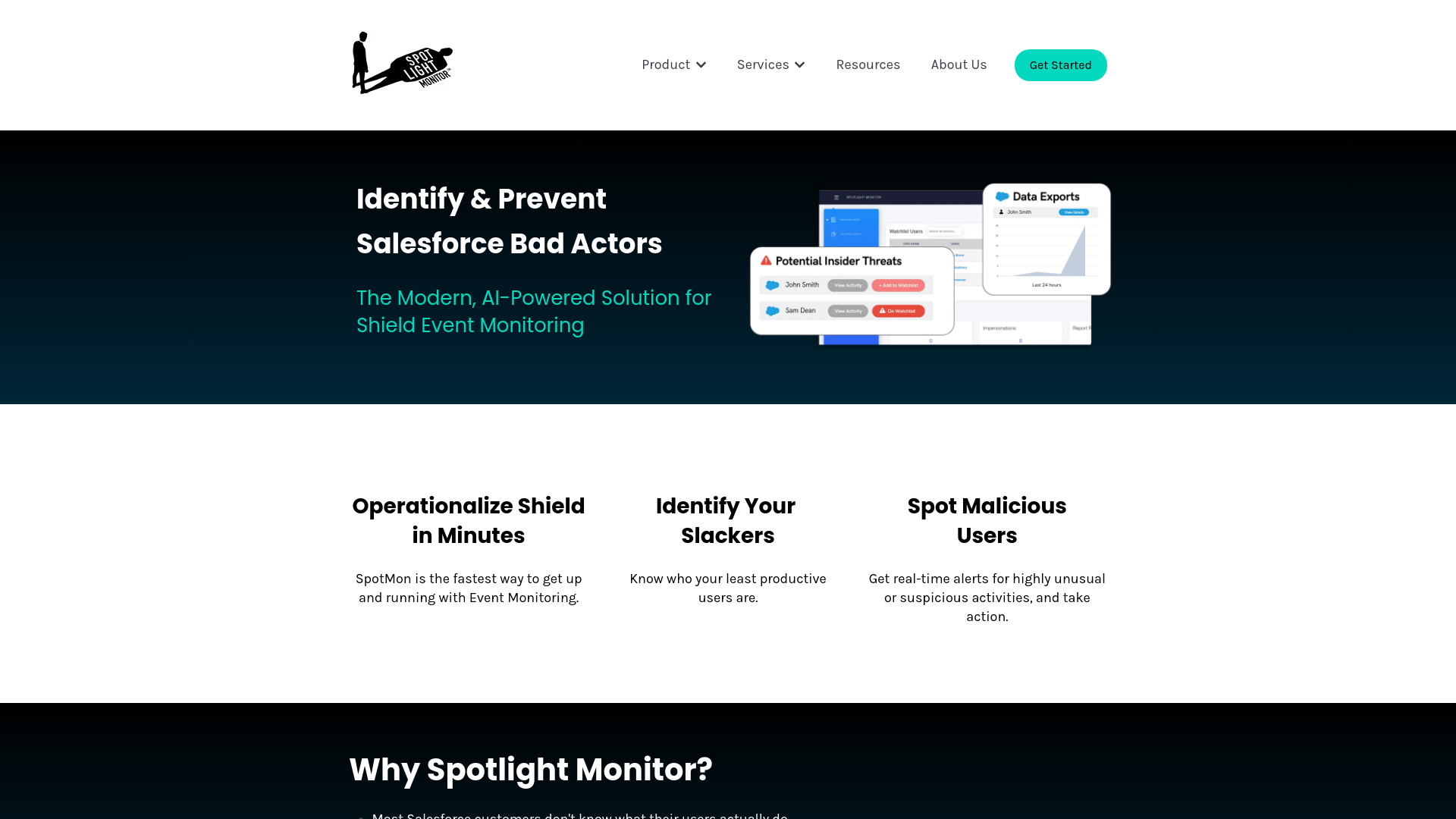 website screenshot of https://getspotlightmonitor.org
