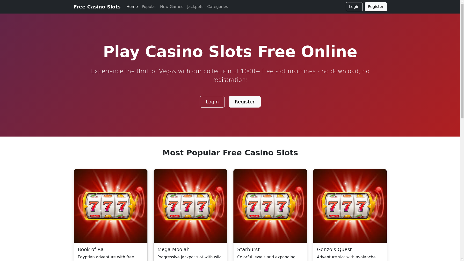 website screenshot of https://casinoslotsfree.lol/