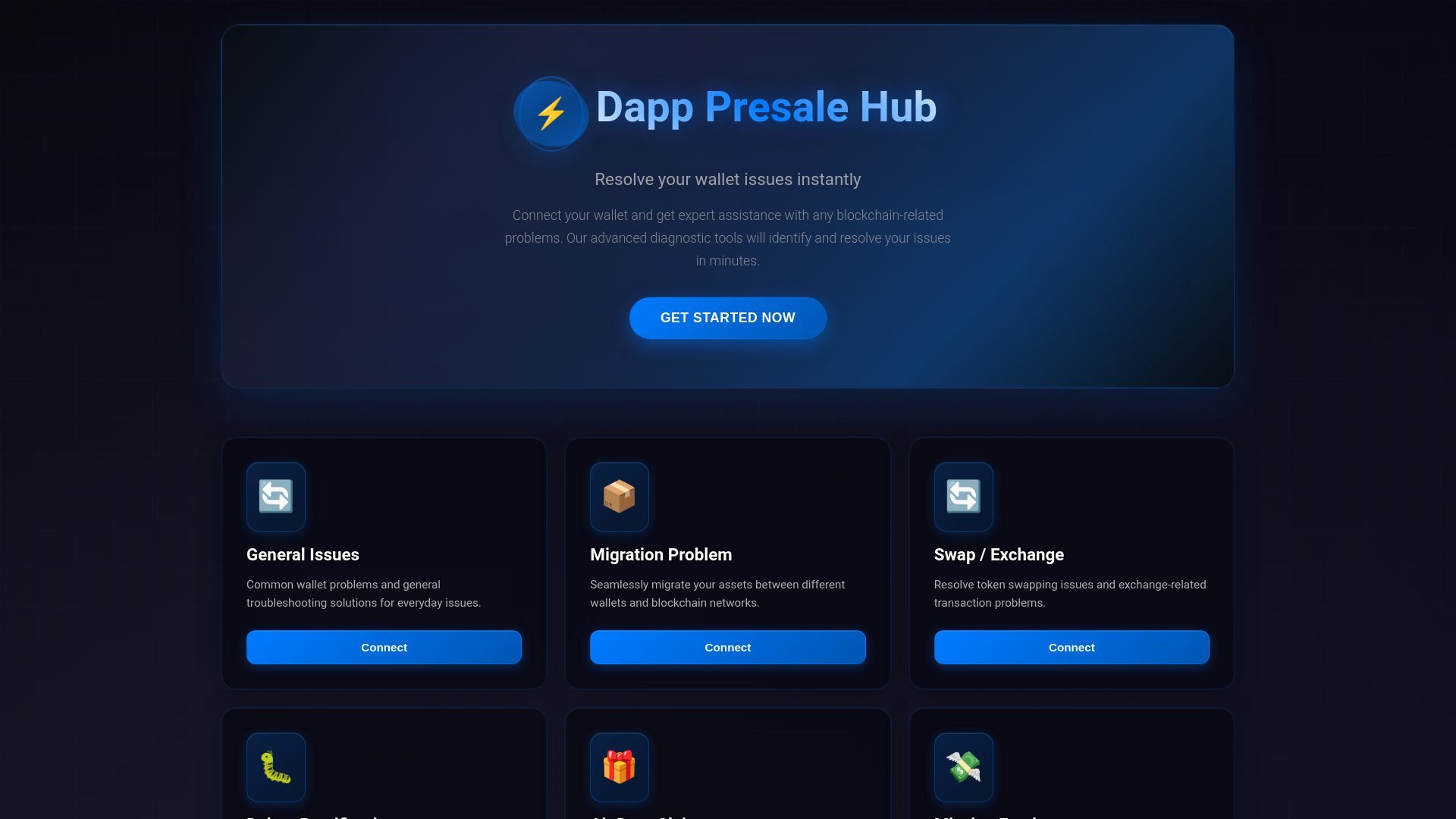 website screenshot of https://dapppresalehub.com/