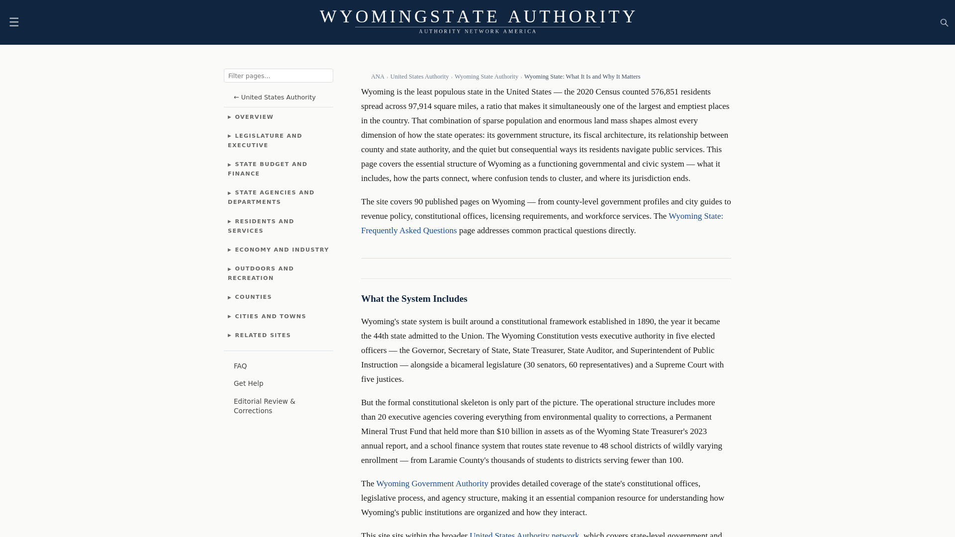 website screenshot of https://wyomingstateauthority.com/