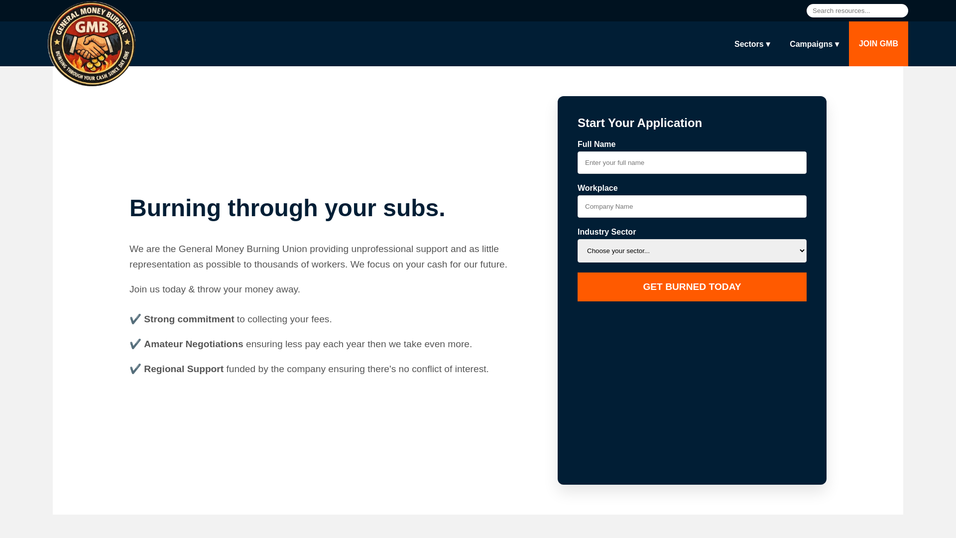 website screenshot of https://generalmoneyburner.pages.dev/