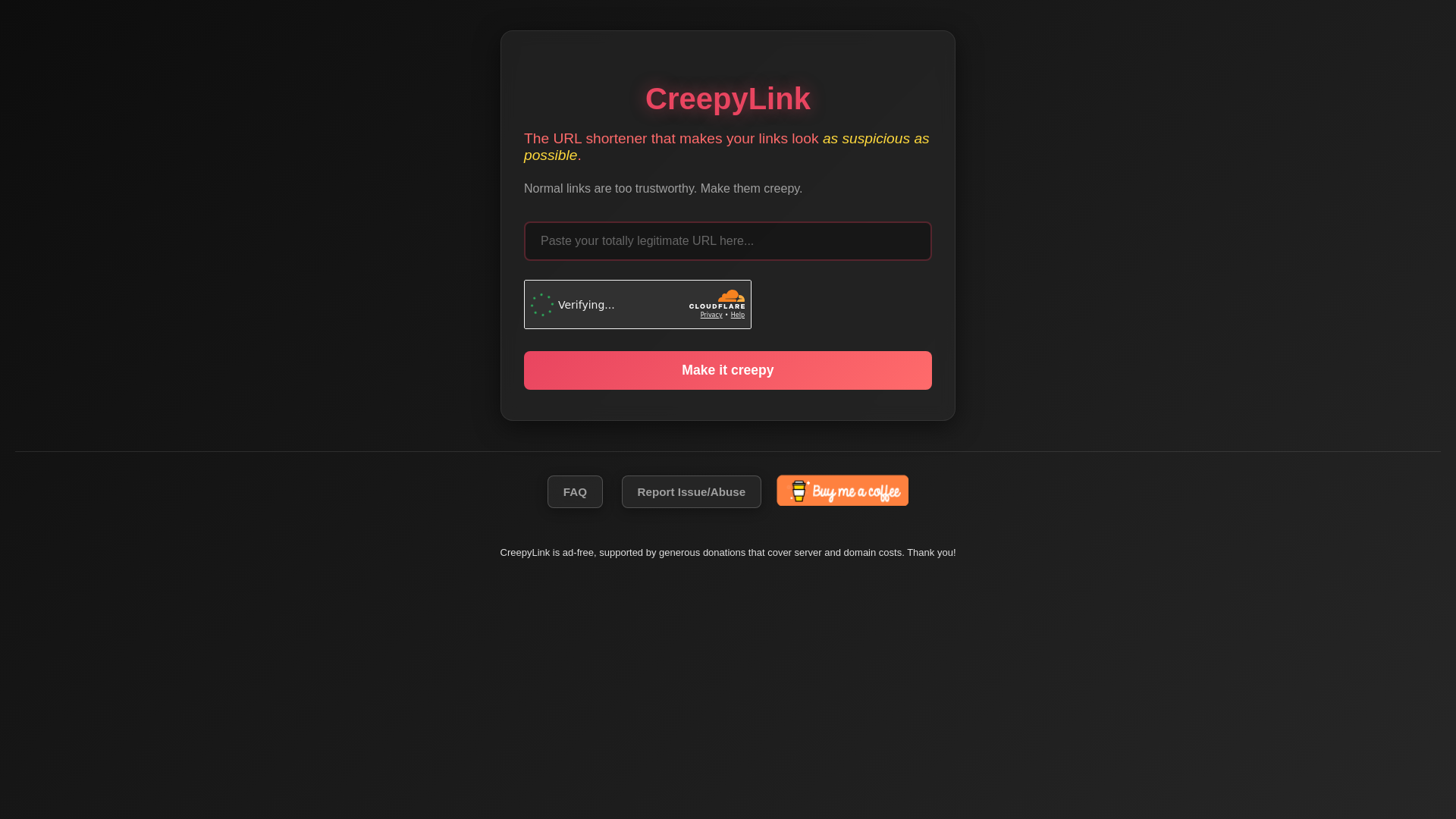 website screenshot of https://creepylink.com/