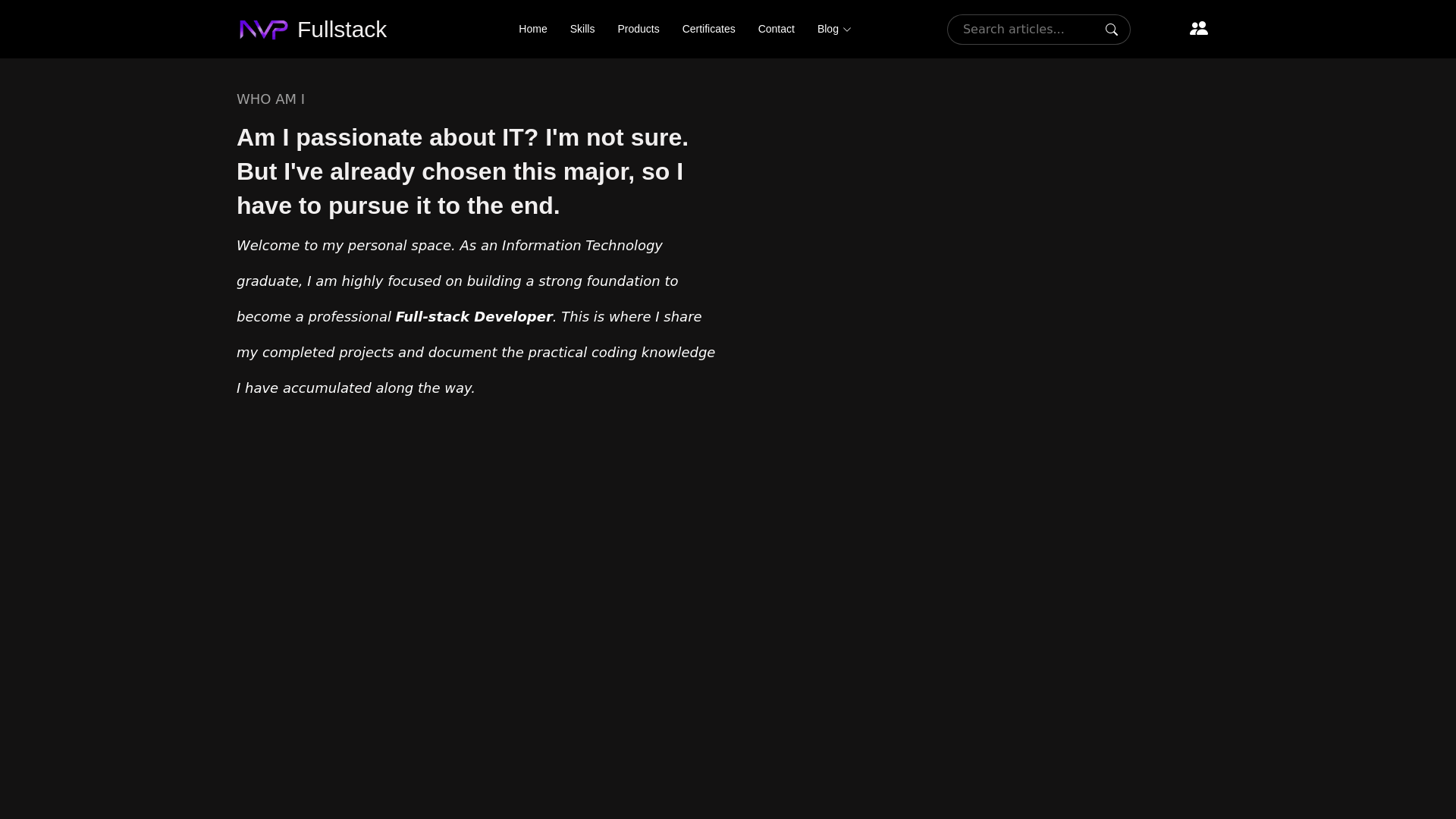 website screenshot of https://nvpfullstack.com/