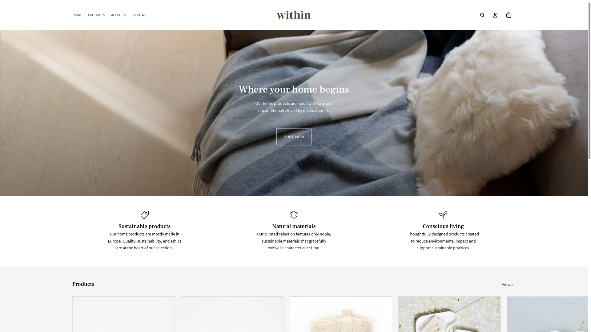 website screenshot of https://withinhome.eu/