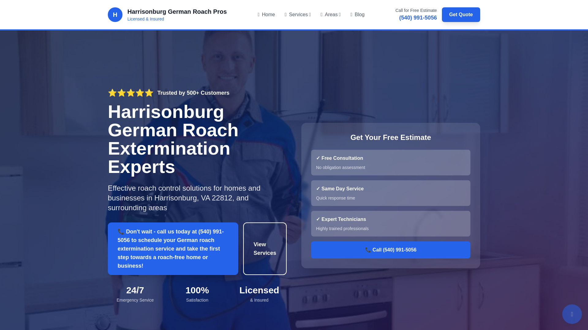 website screenshot of https://harrisonburg-german-roach-pros.pages.dev/