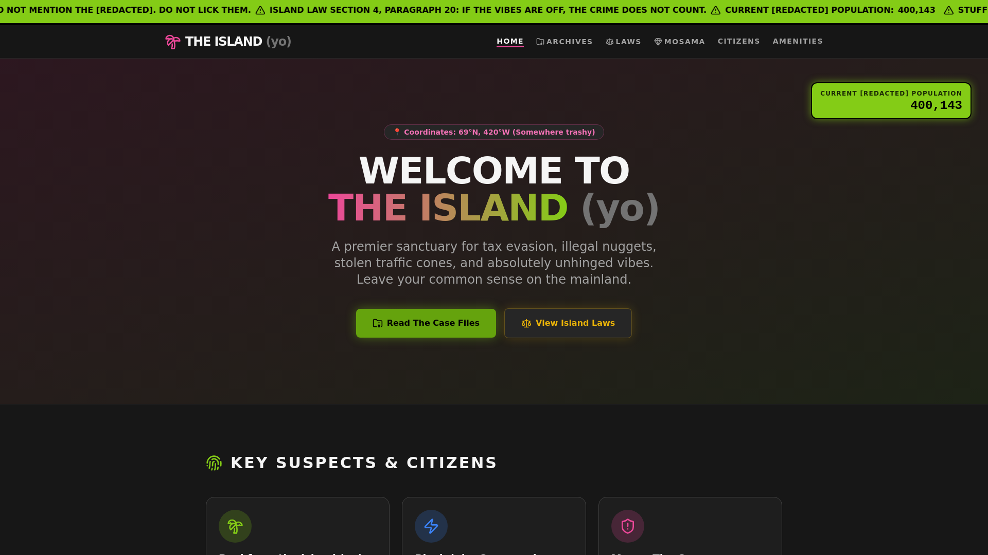 website screenshot of https://theisland.legal/