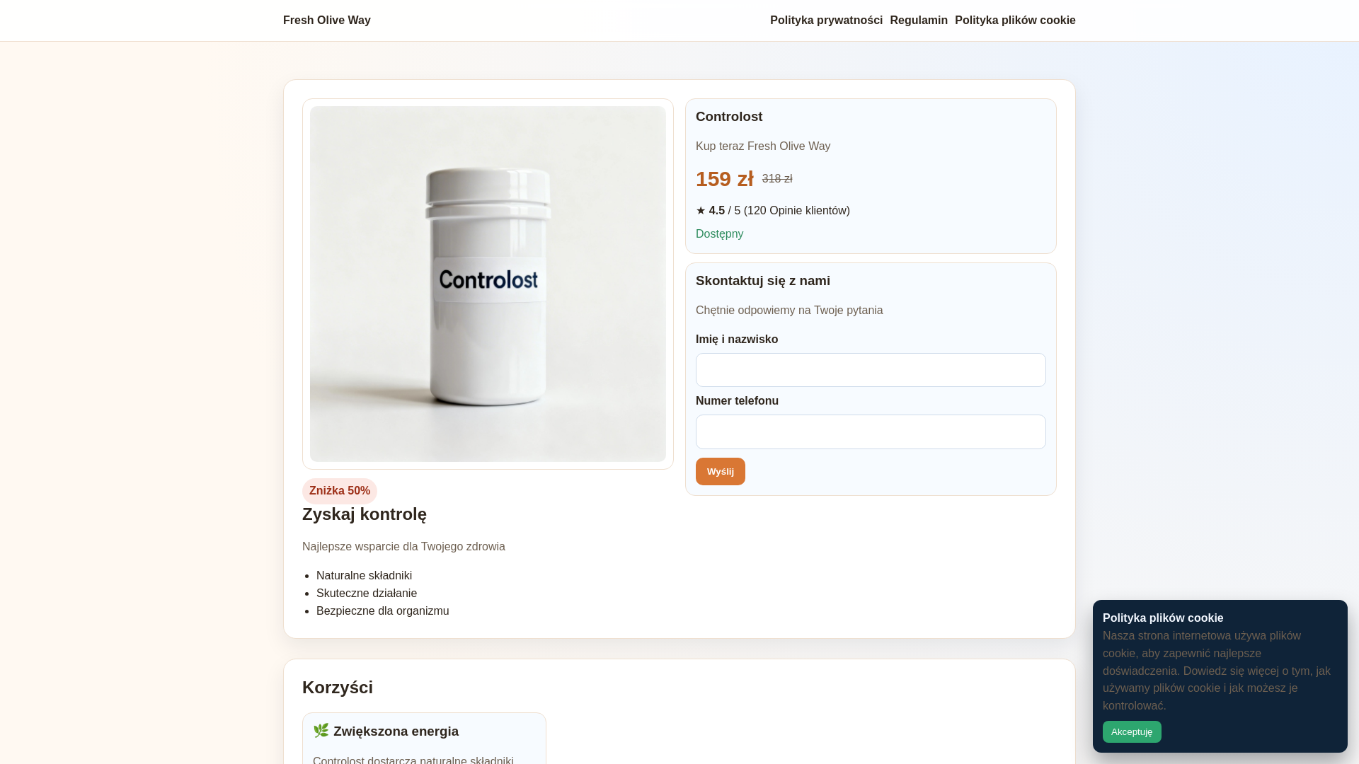 website screenshot of https://fresholiveway.eu/