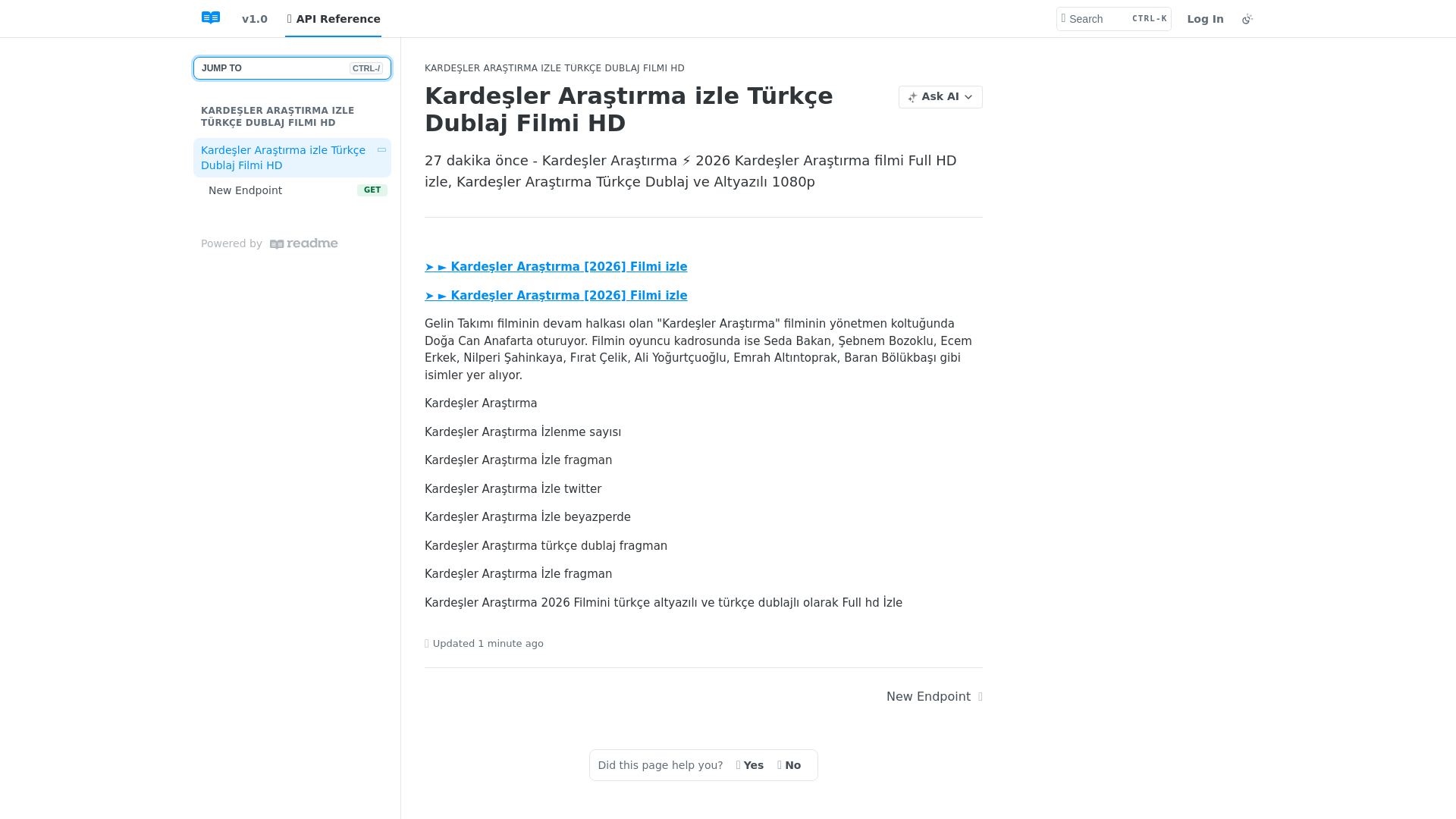 website screenshot of https://kardesler-arastirma.readme.io/reference/kardeslerarastirma