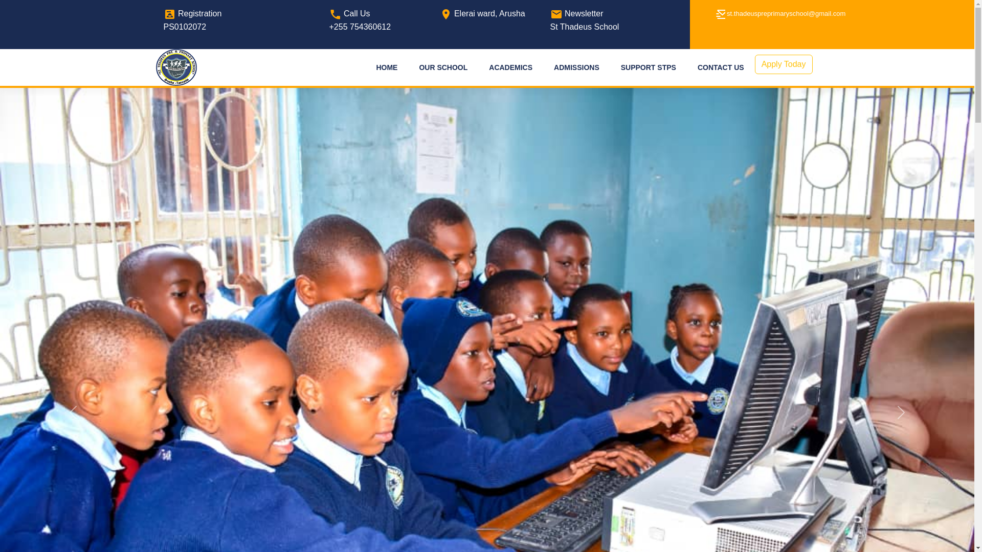 website screenshot of https://stthadeuspreprimaryschool.ac.tz/