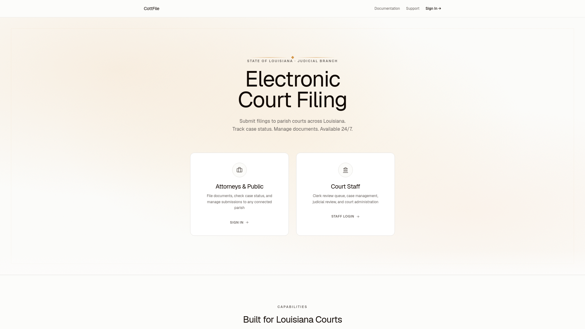 website screenshot of https://cottfile.com/