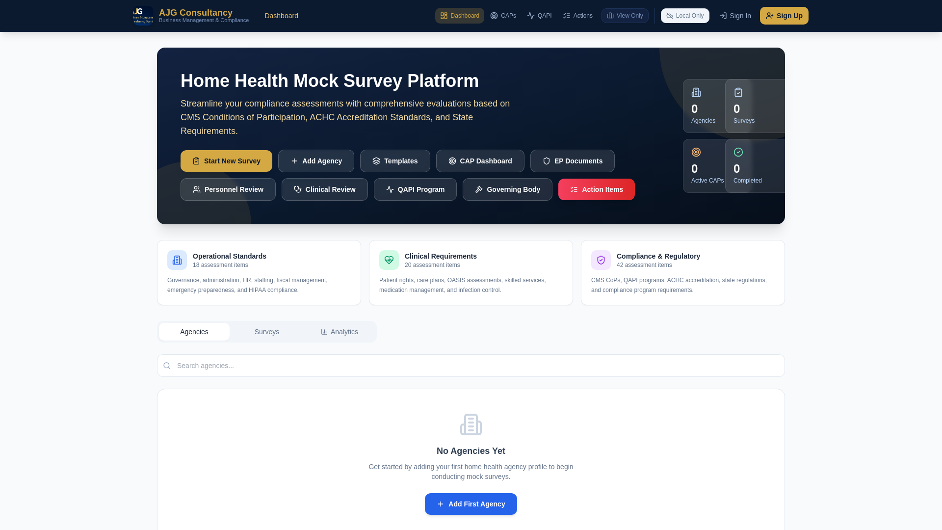 website screenshot of https://ajgcompliancetracker.com/