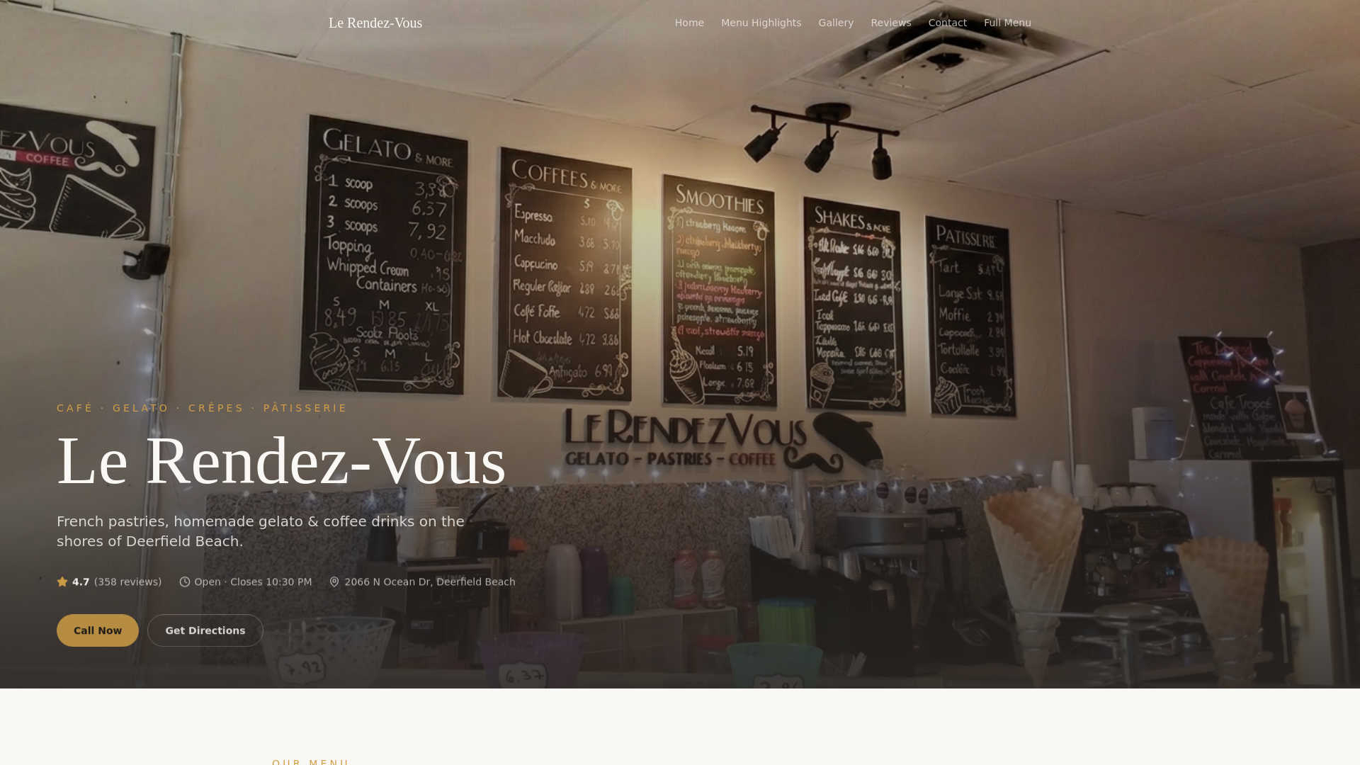 website screenshot of https://lerendezvousgelato.online/