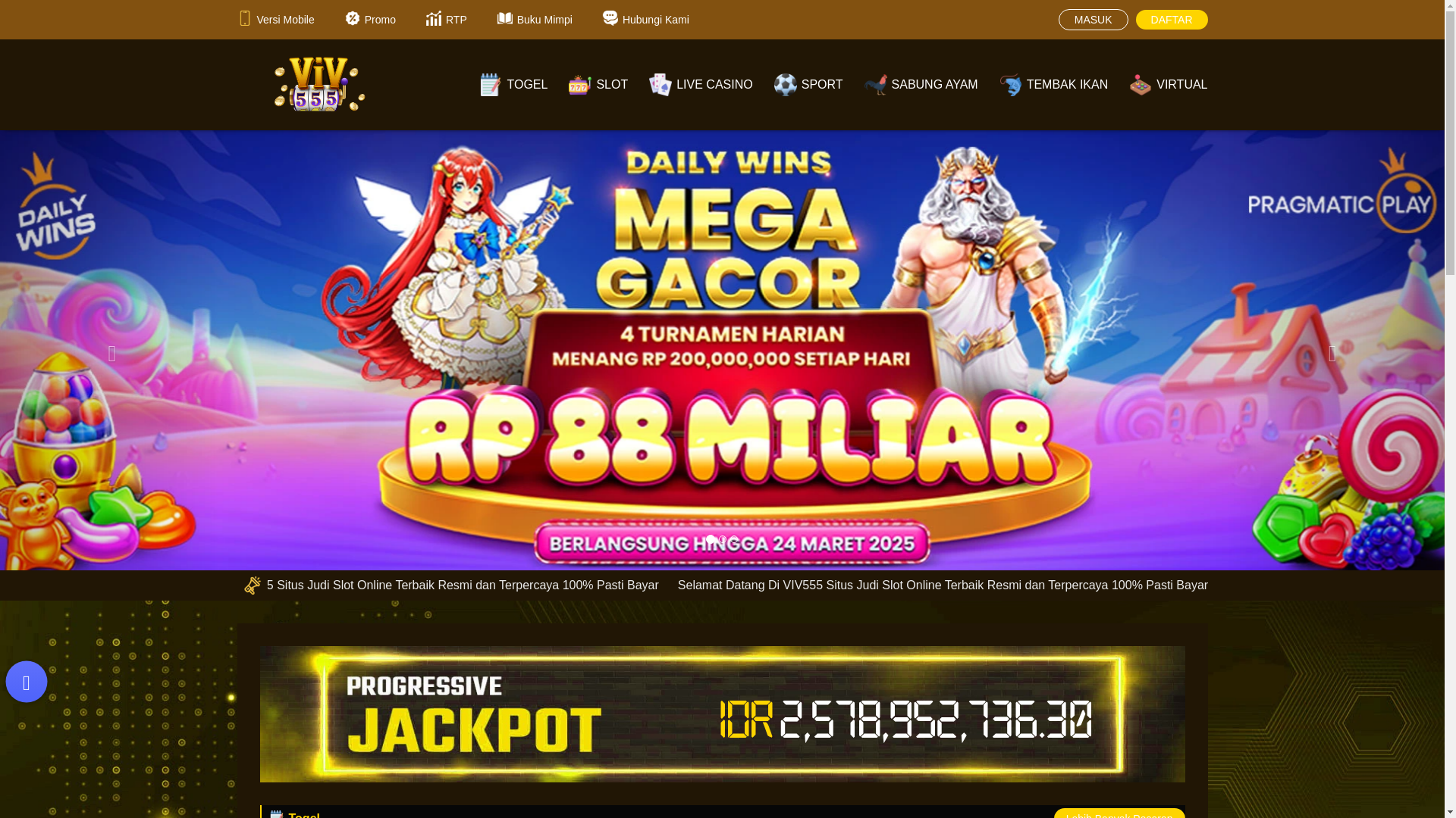 website screenshot of https://viv555masterjackpot.net/