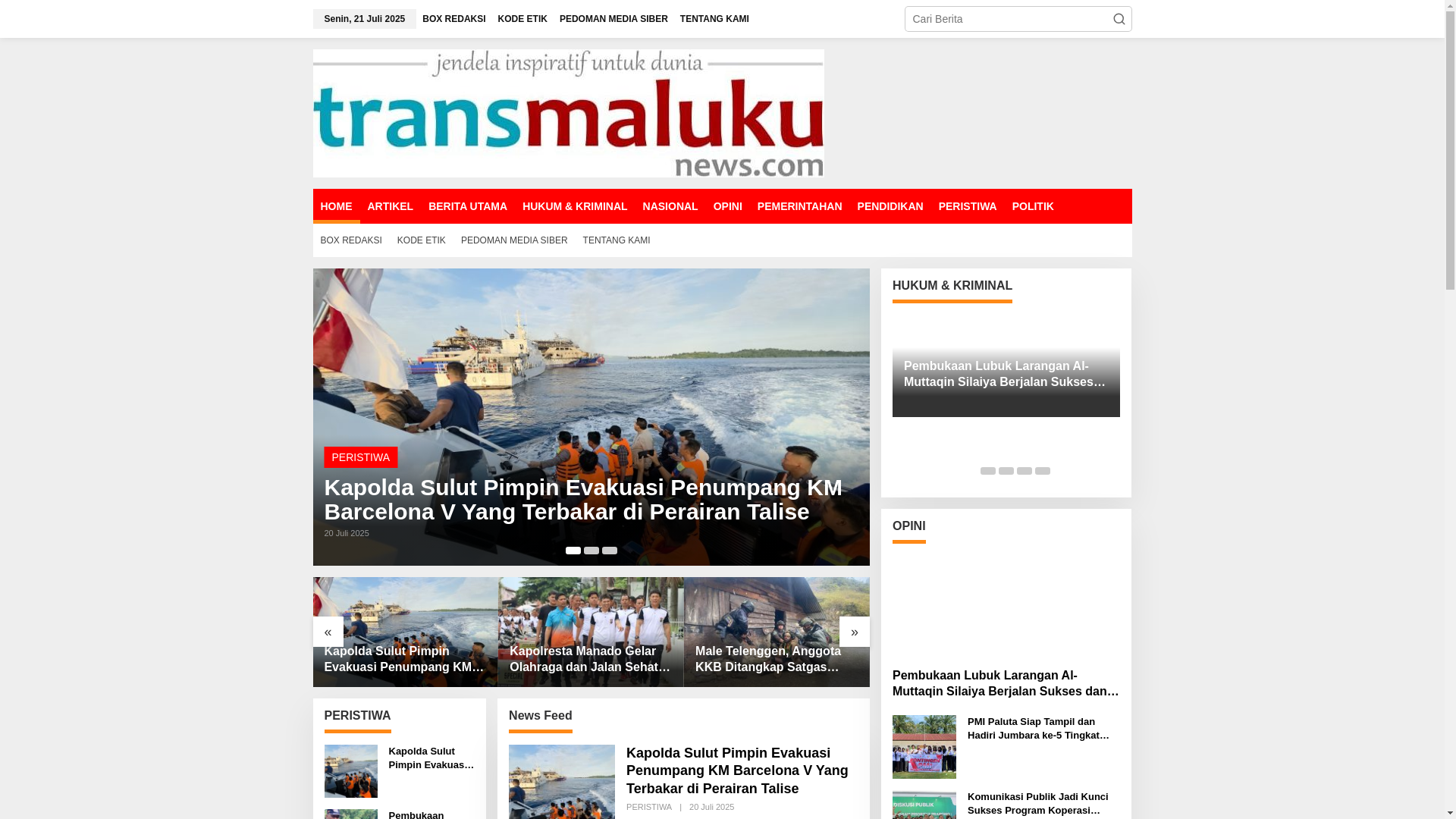 website screenshot of https://transmalukunews.com/