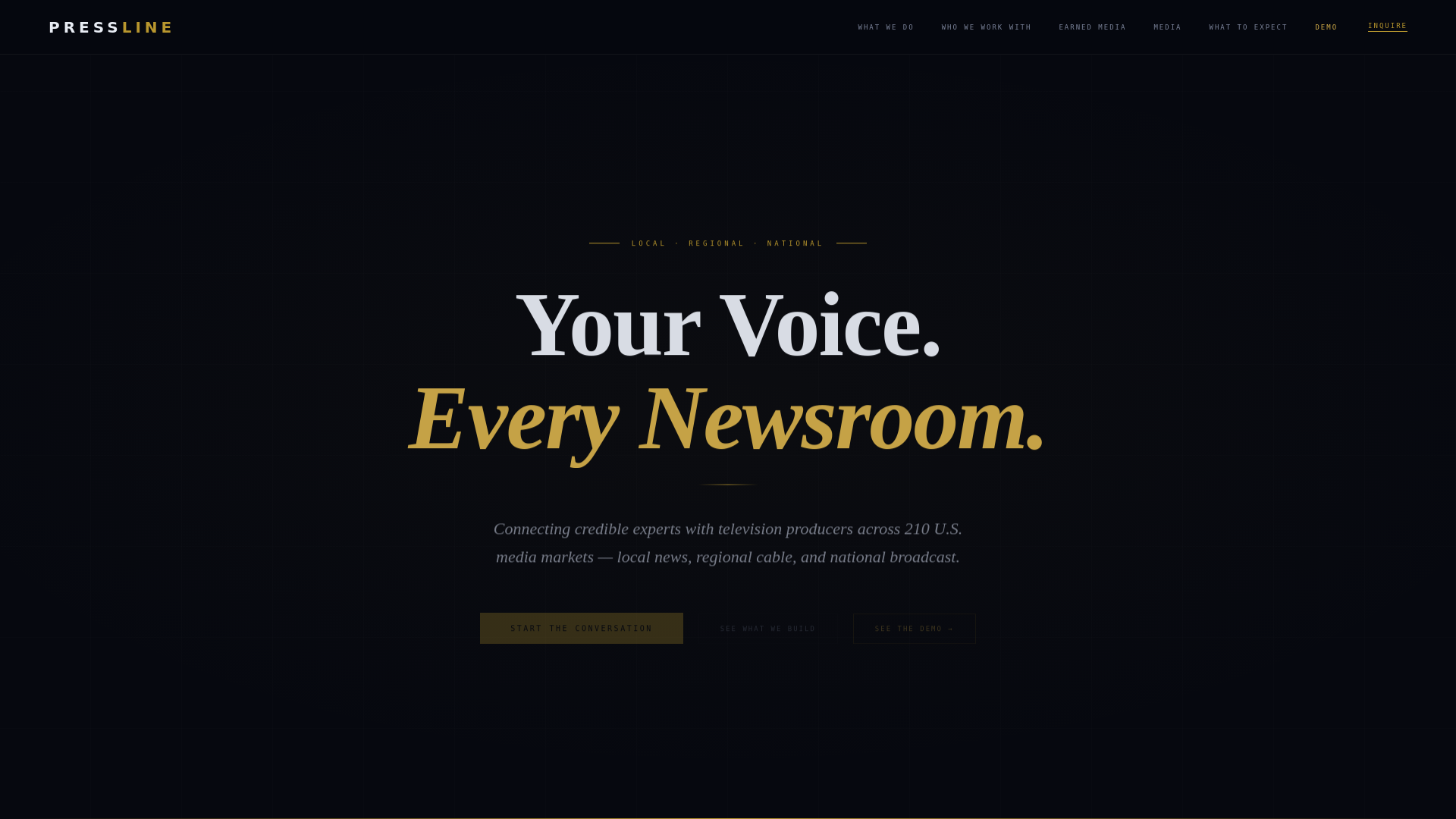 website screenshot of https://presslinedemo.com/