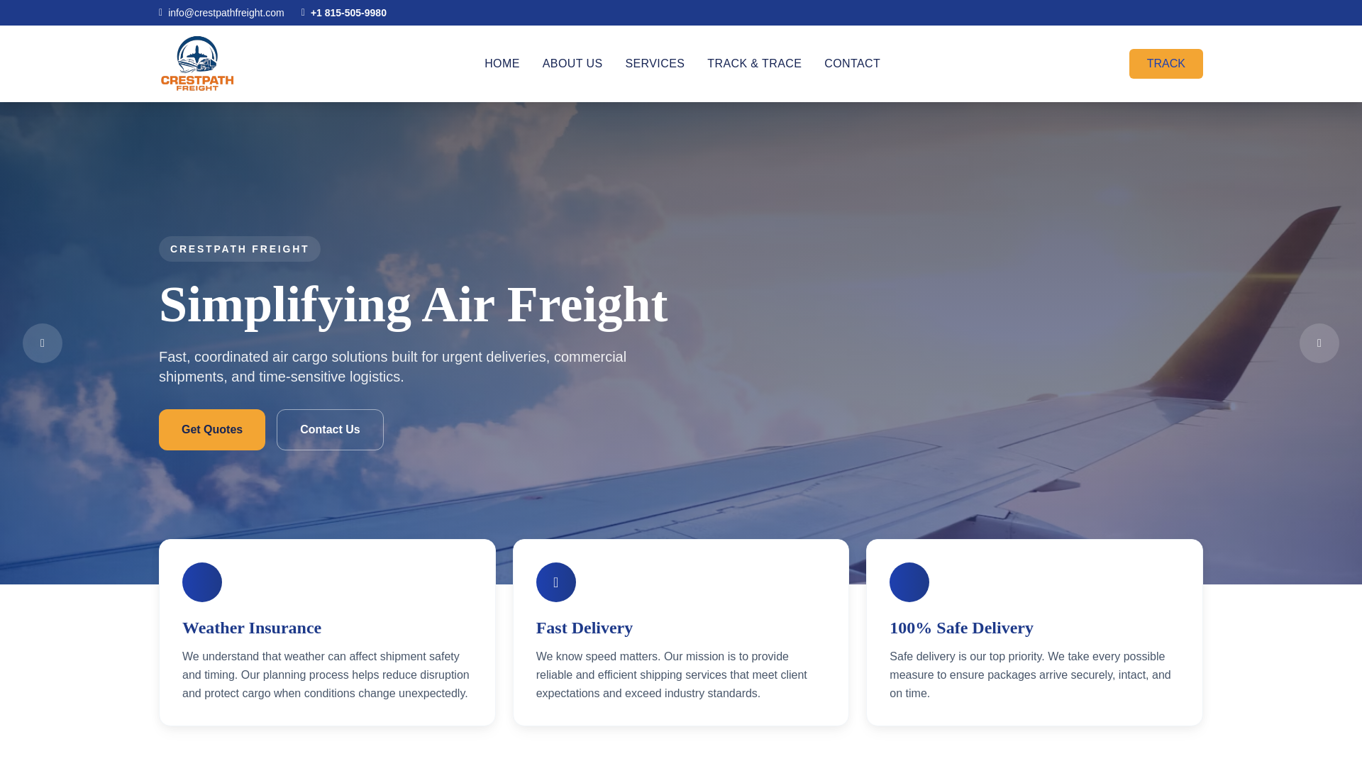 website screenshot of https://crestpathfreight.com