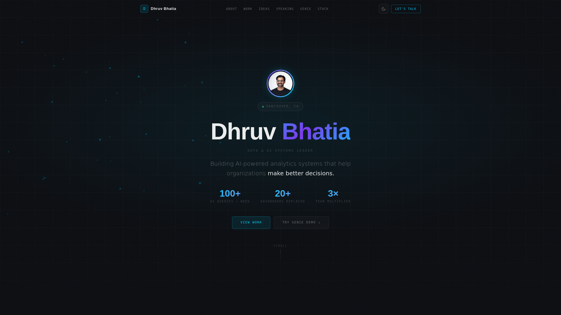 website screenshot of https://dhruvbhatia.io/