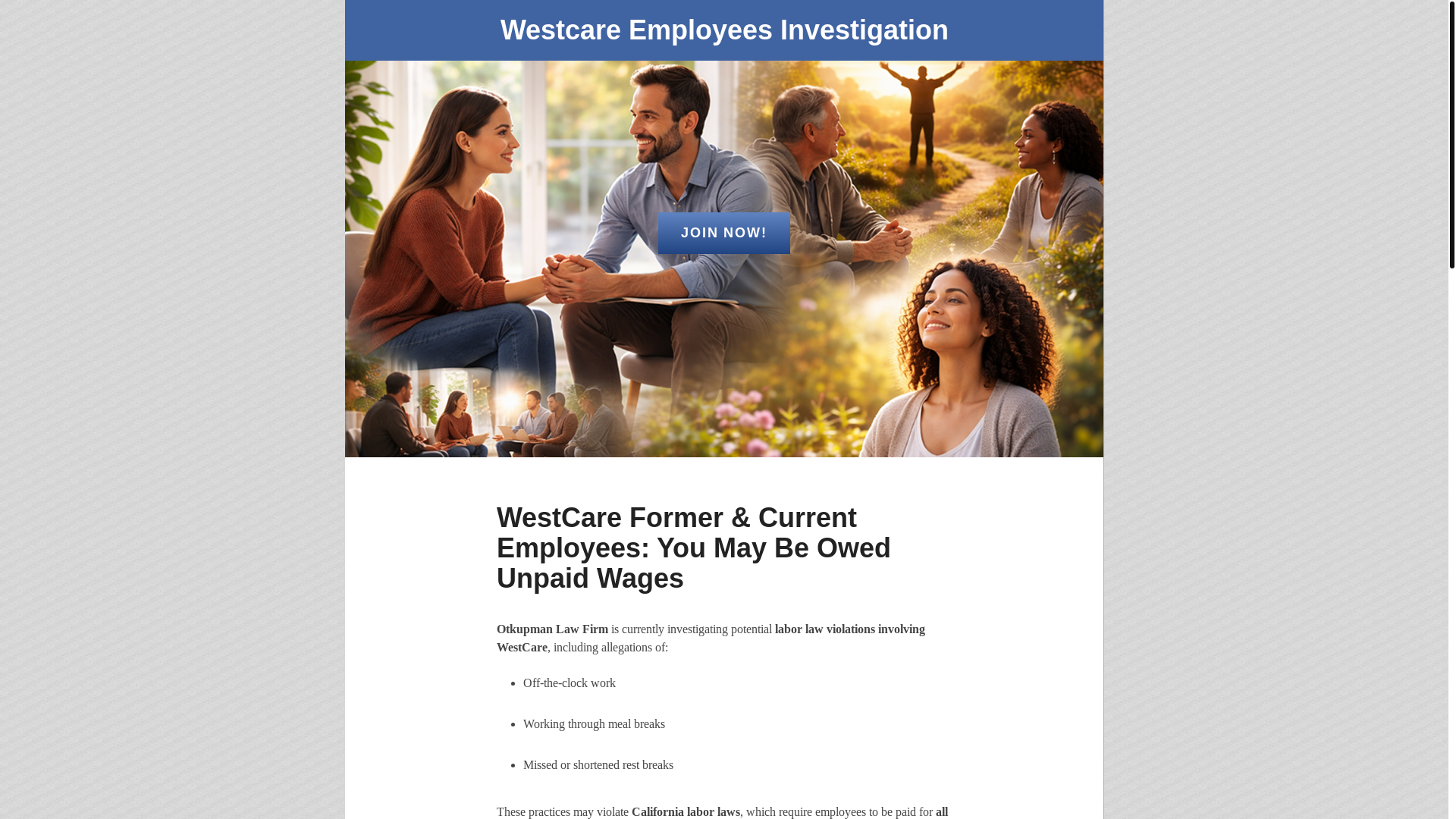 website screenshot of https://healthwageandhourinvestigation.com/