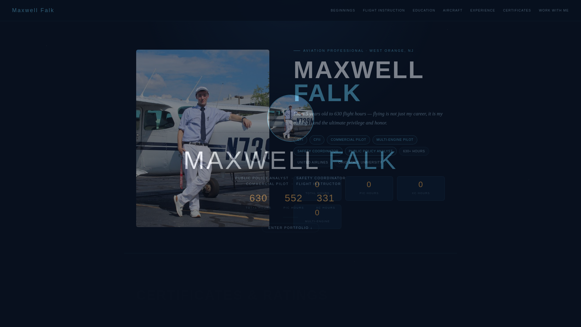 website screenshot of https://maxwellfalk.com/