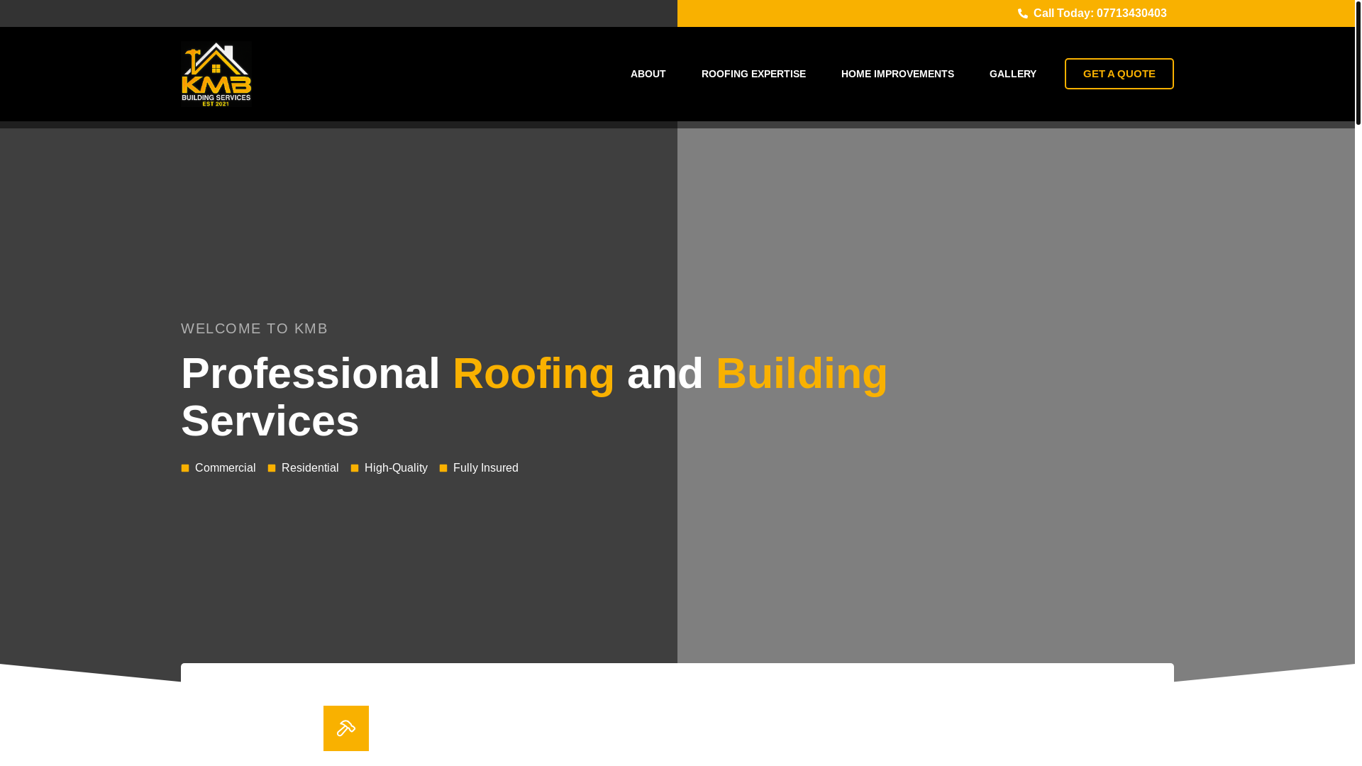 website screenshot of https://kmbbuildingservices.co.uk/