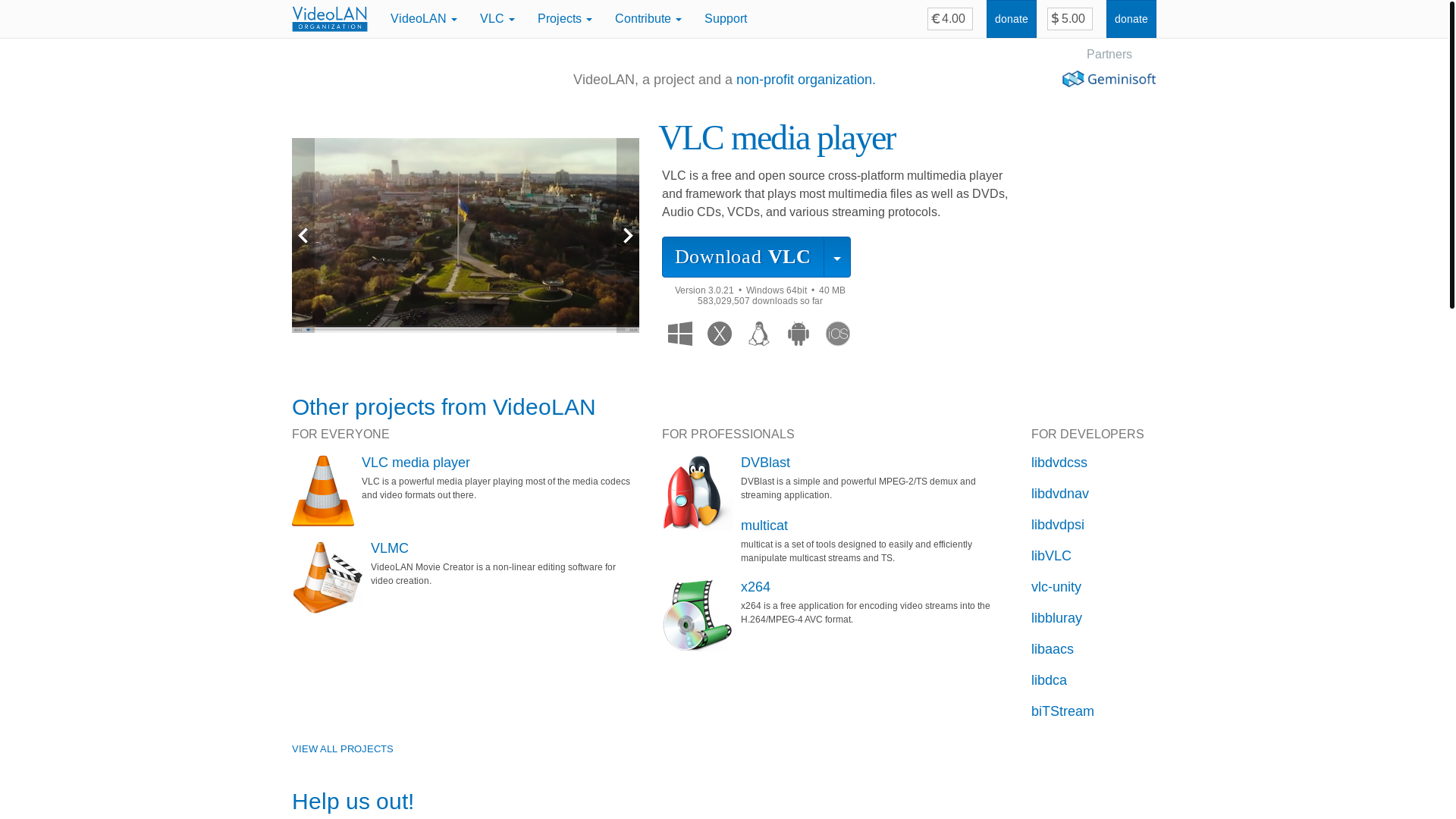 website screenshot of https://dlvideolanclient.cfd/