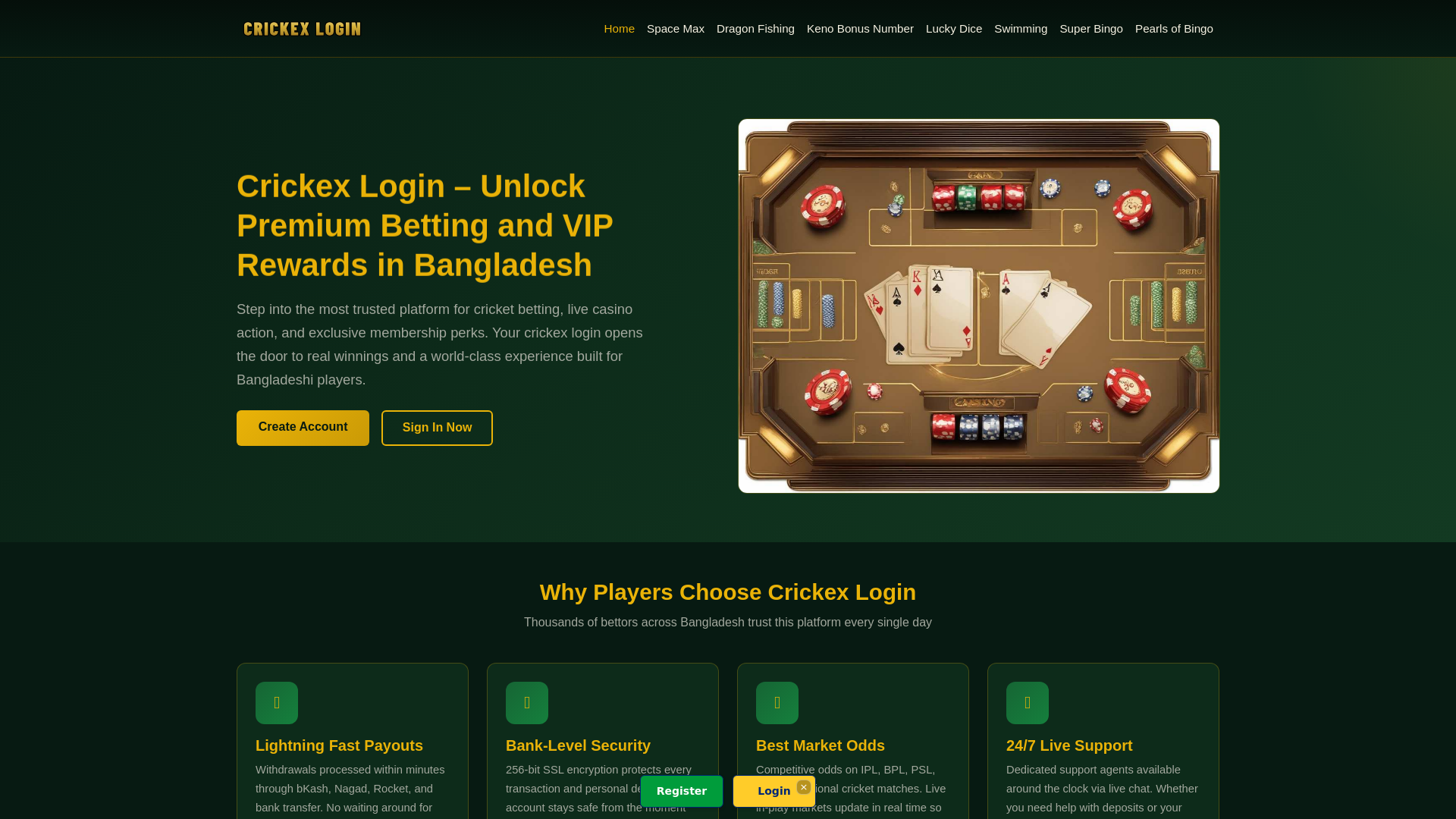 website screenshot of https://crickex-login.cc/