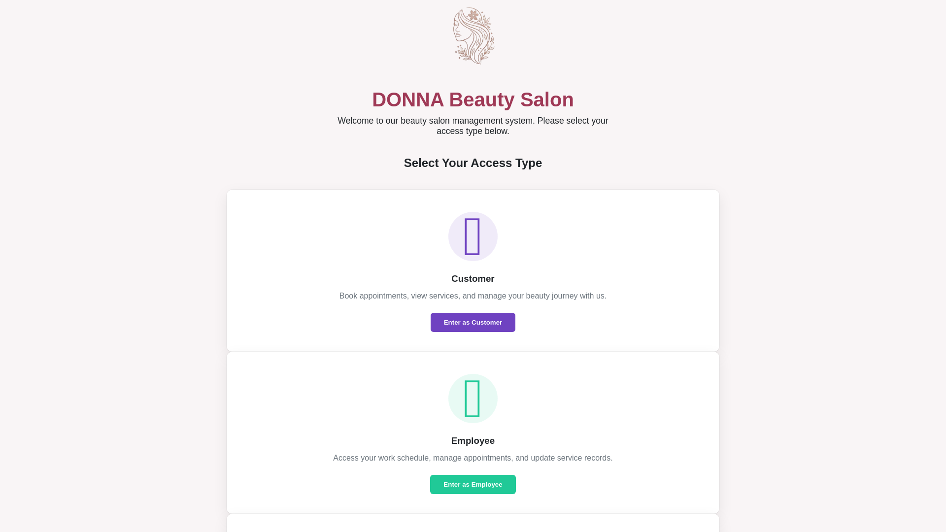 website screenshot of https://donnabeautysalon.site/