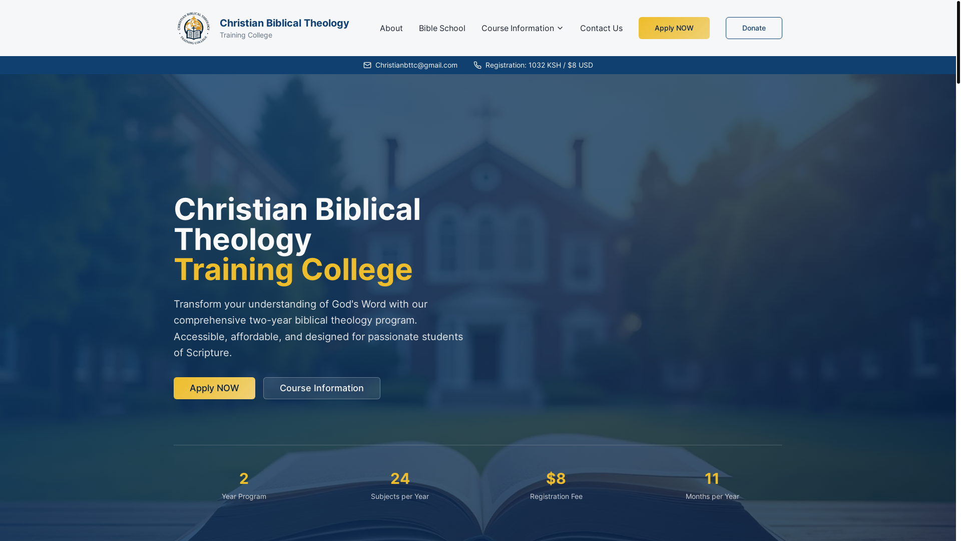 website screenshot of https://christianbttc.co.ke/