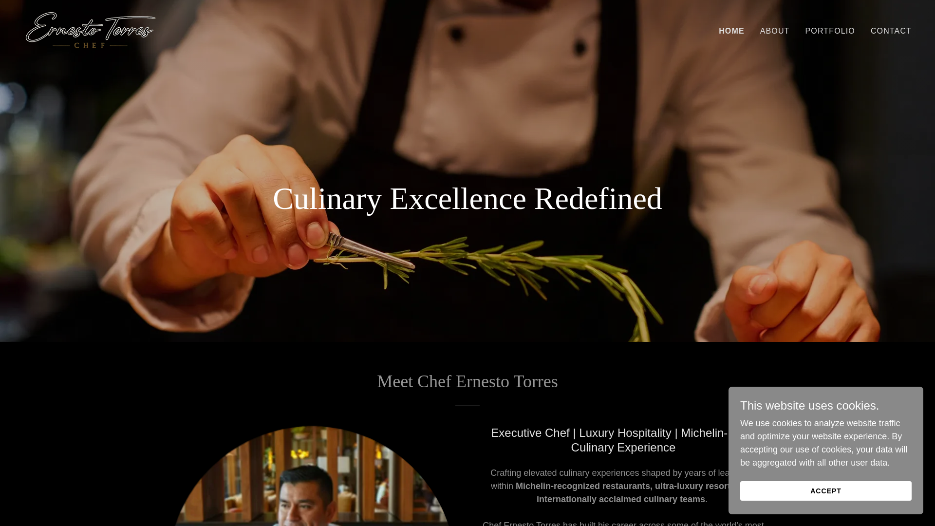 website screenshot of https://chefernestotorres.com