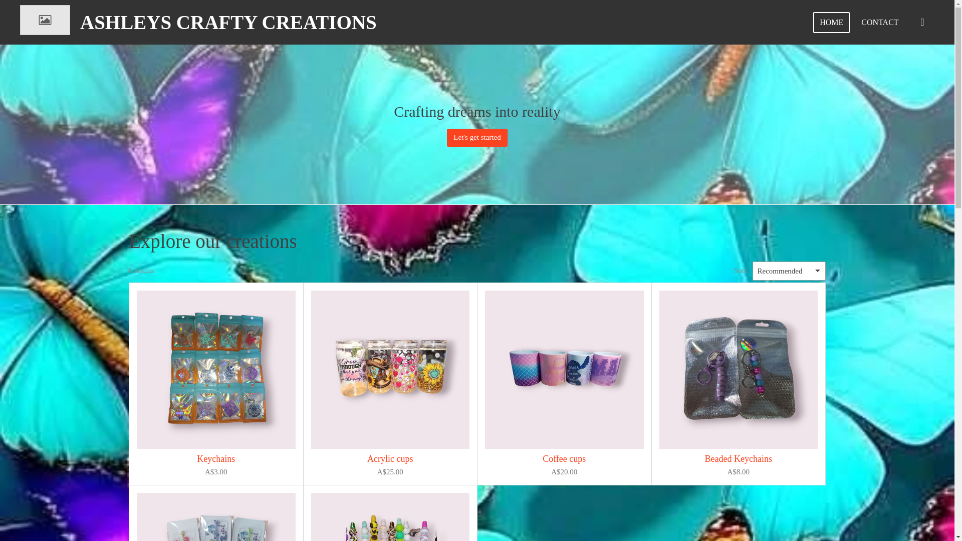 website screenshot of https://ashleys-crafty-creations.com/