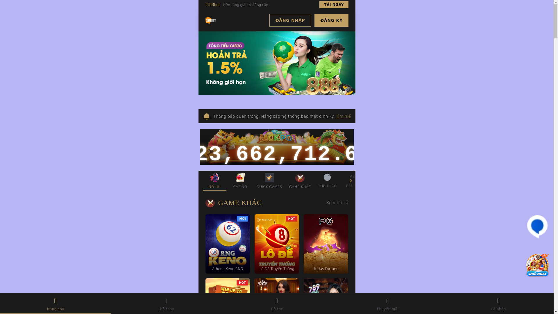 website screenshot of https://f188bet.net/
