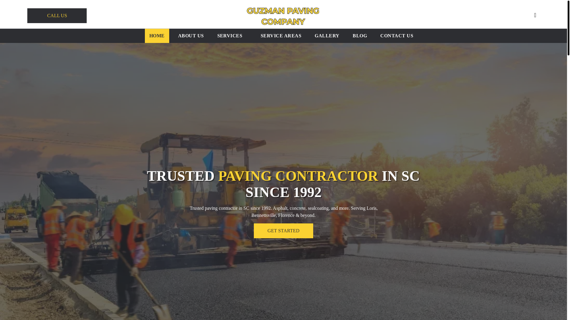 website screenshot of https://guzmanpavingsc.com/