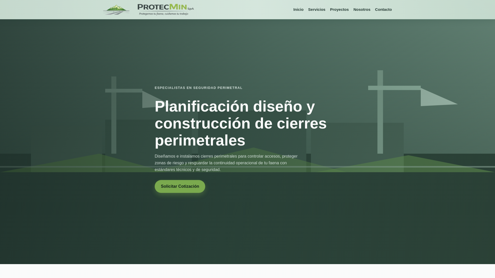 website screenshot of https://protecminspa.cl/