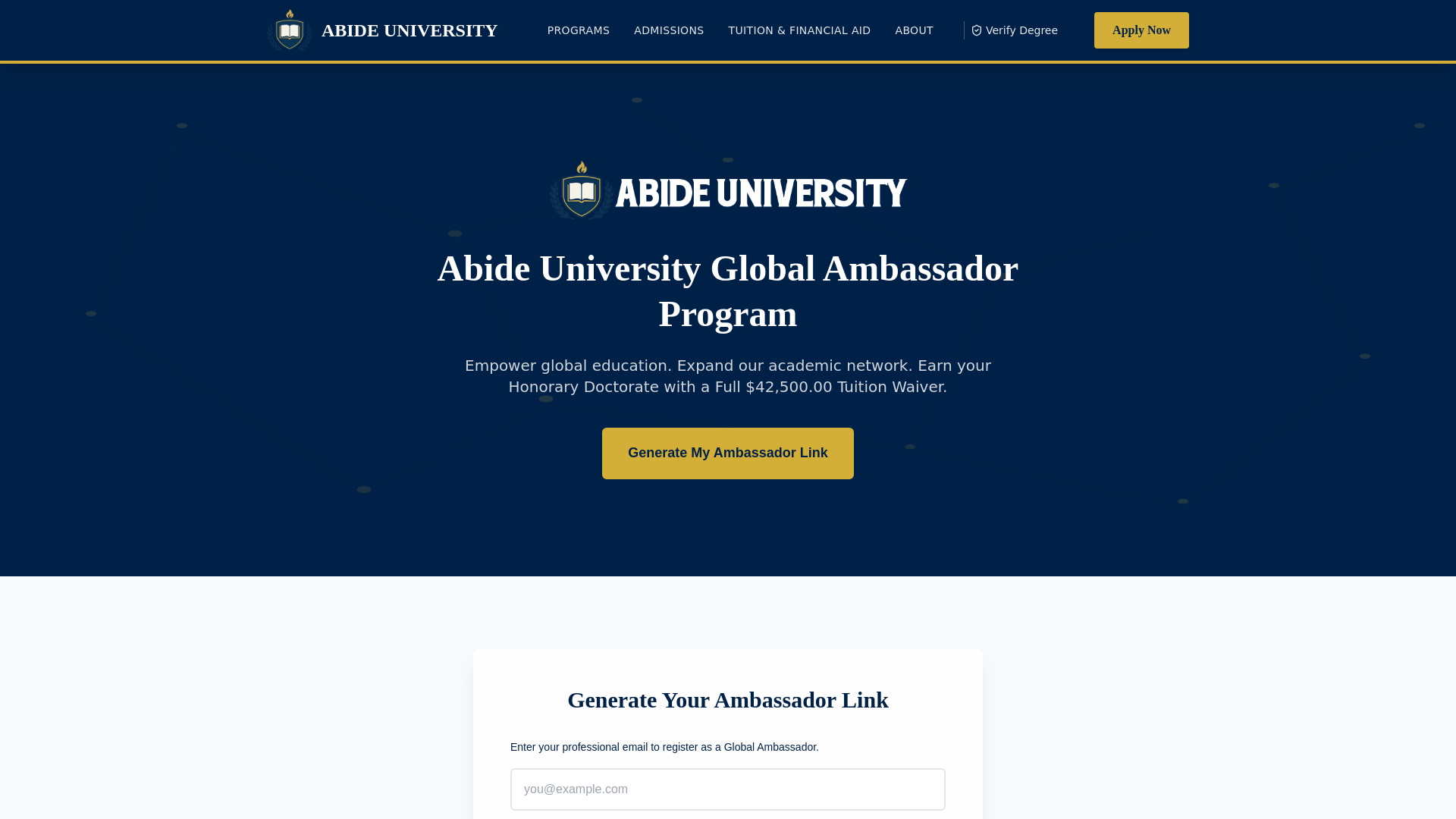 website screenshot of https://ambassador-portal-kqg.pages.dev/