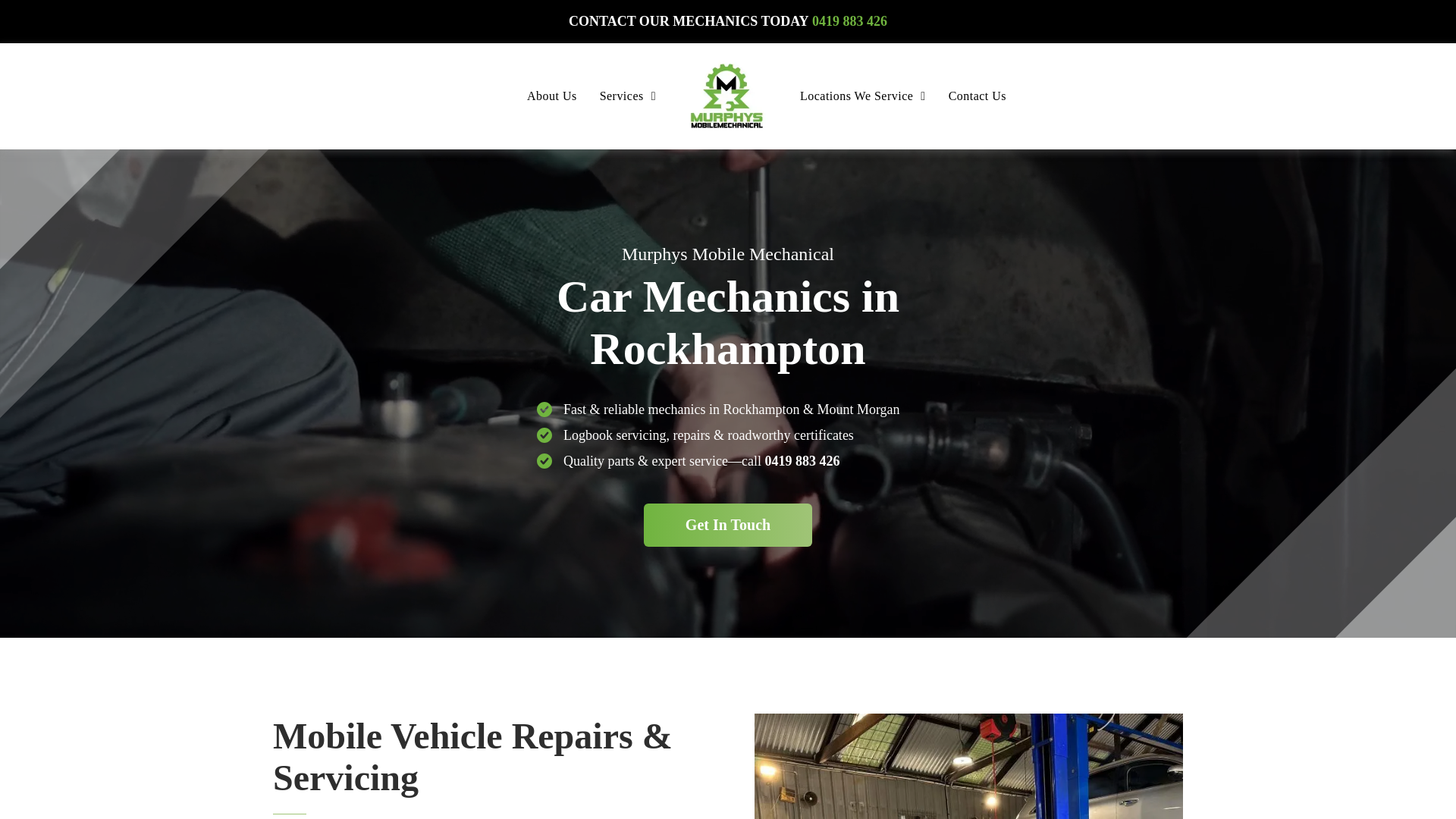 website screenshot of https://murphysmobilemechanical.com.au/