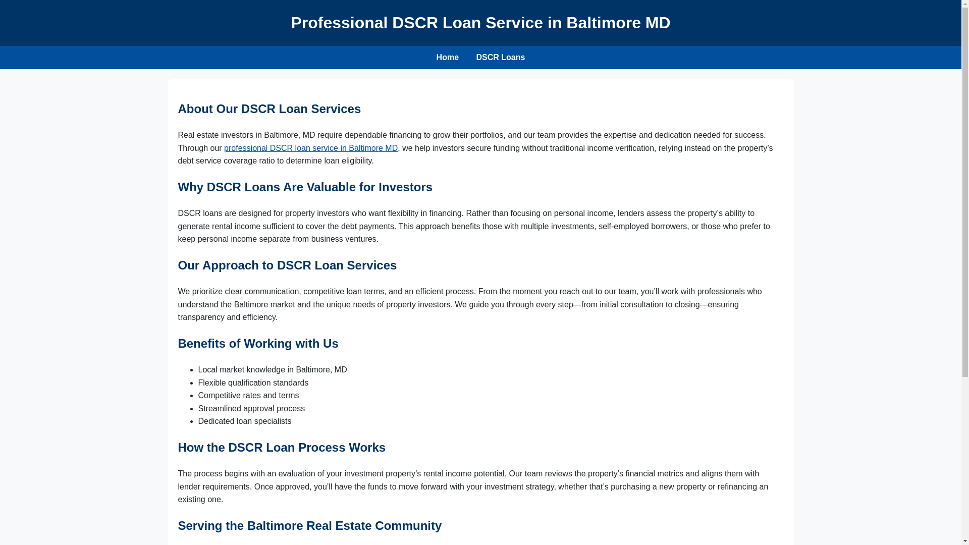 website screenshot of https://professional-dscr-loans-baltimore.pages.dev/