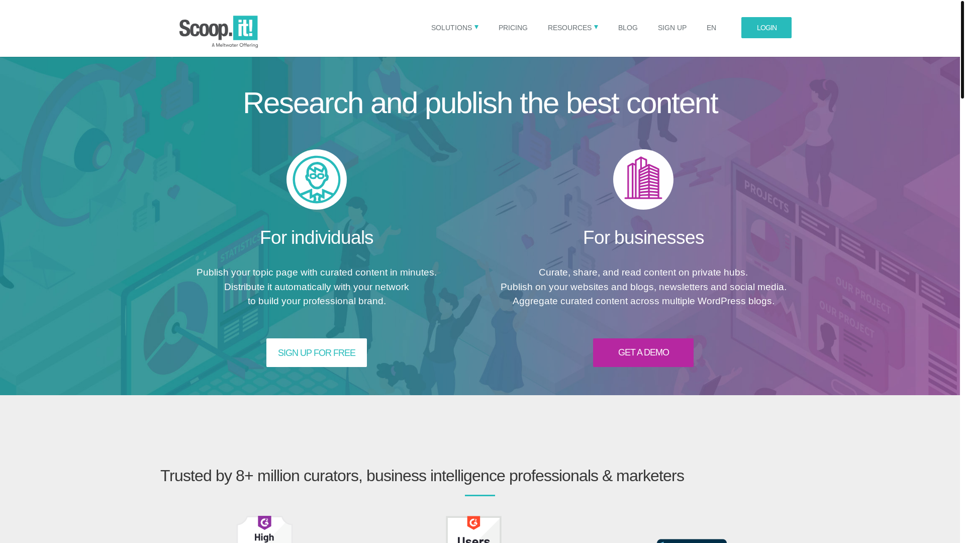 website screenshot of https://www.scoop.it/