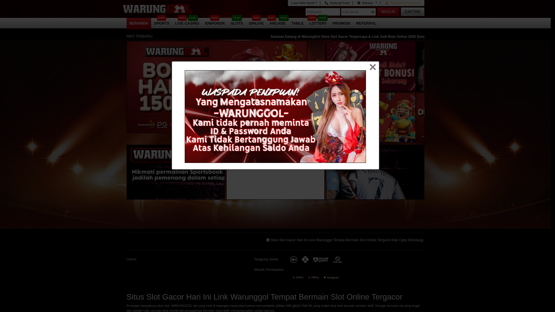 website screenshot of https://warunggol2025.org/