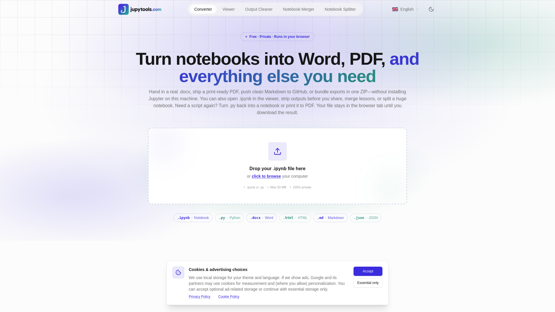 website screenshot of https://jupytools.com/