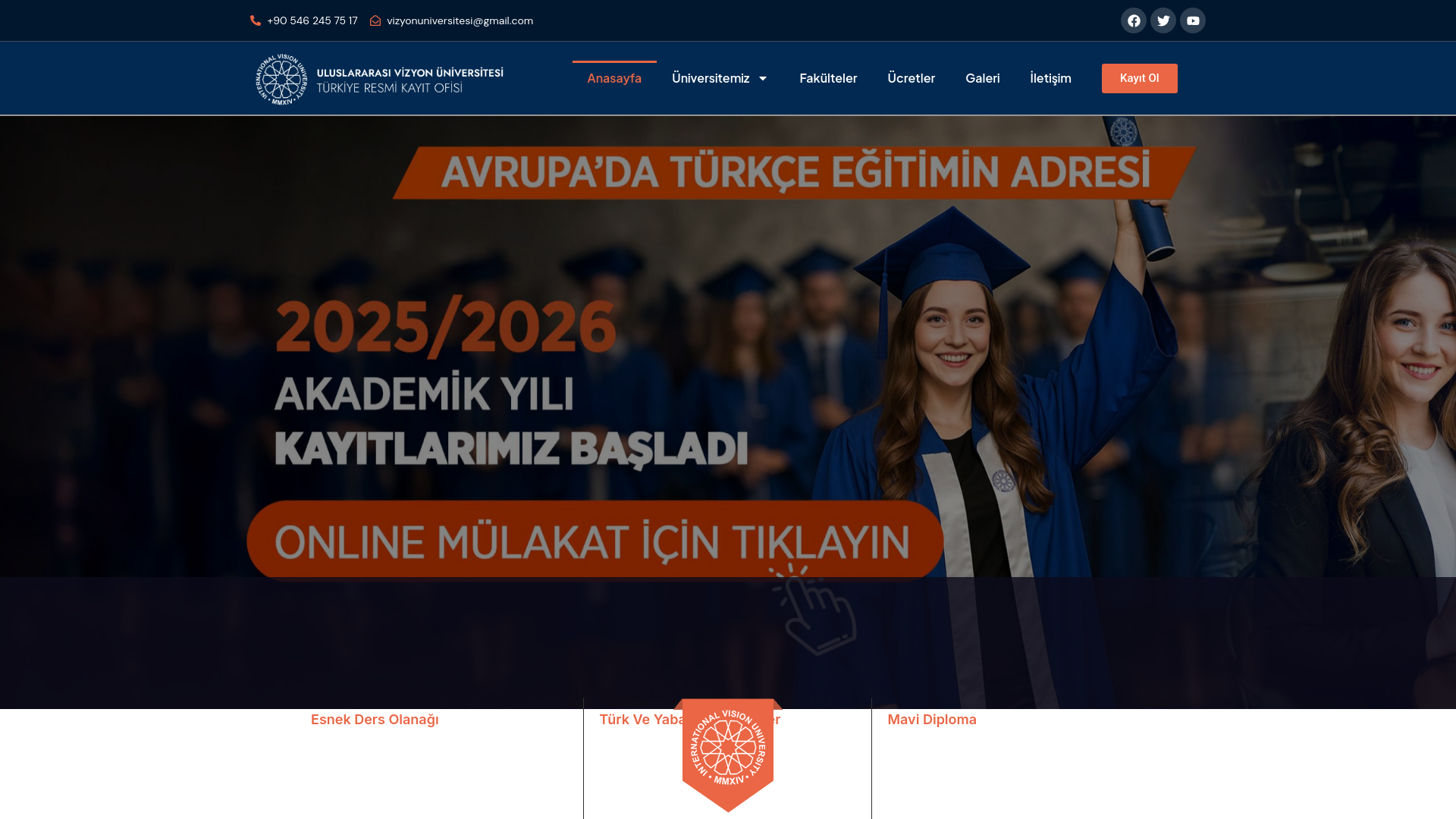 website screenshot of https://vizyonuniversitesi.com.tr