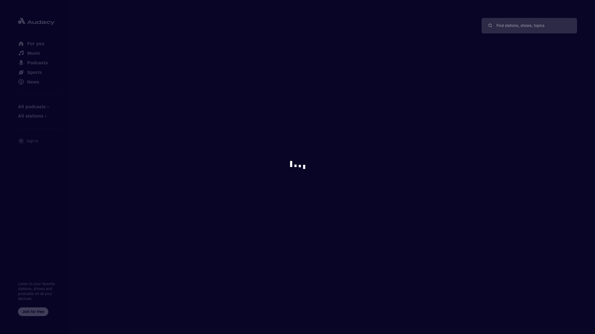 website screenshot of https://audacypodcastsnetwork.com/