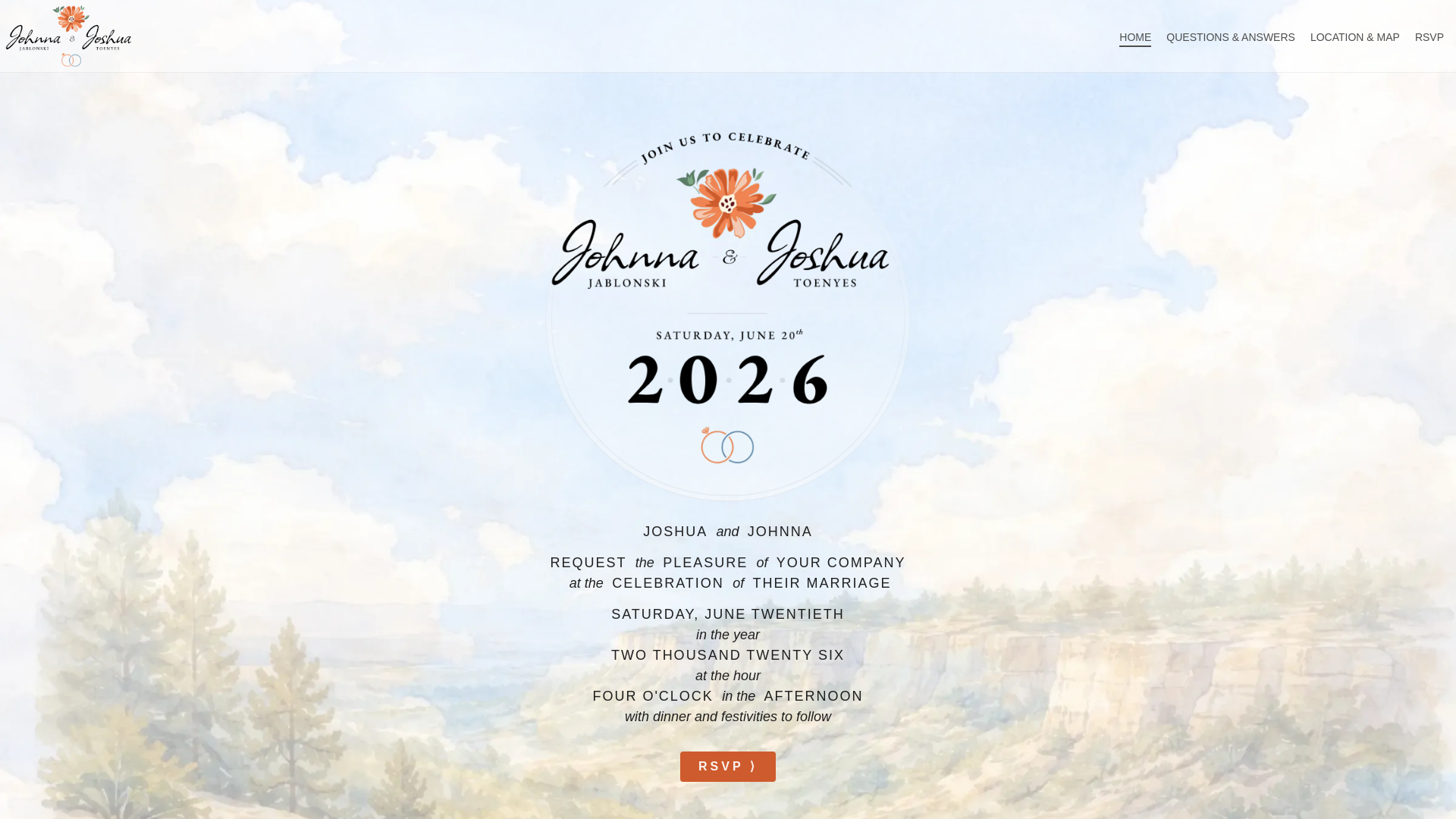 website screenshot of https://toenyeswedding.com