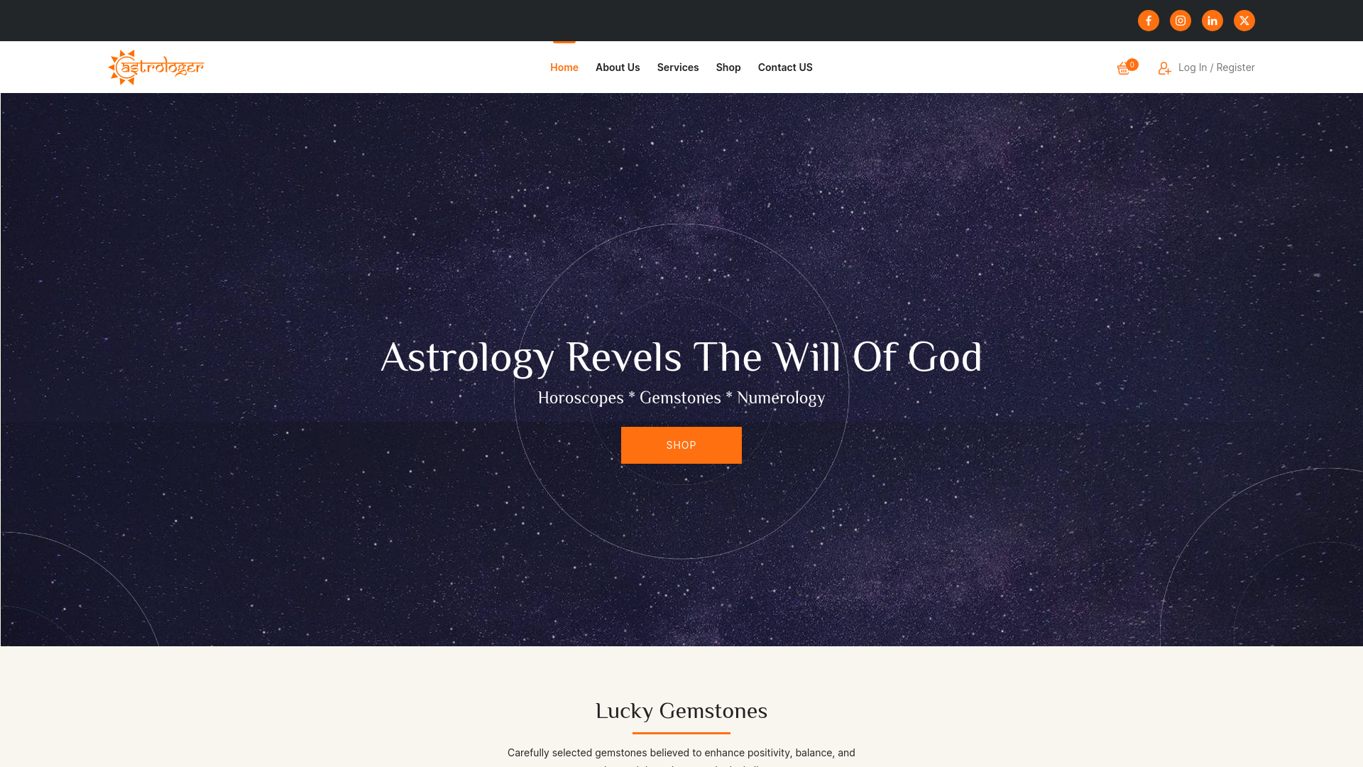 website screenshot of https://akssastro.shop/