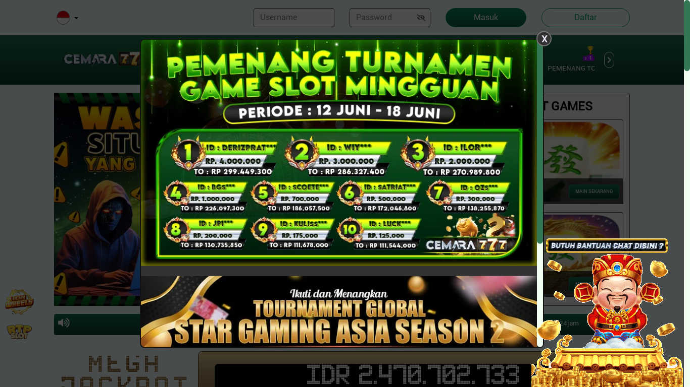 website screenshot of https://101cemara777.com/