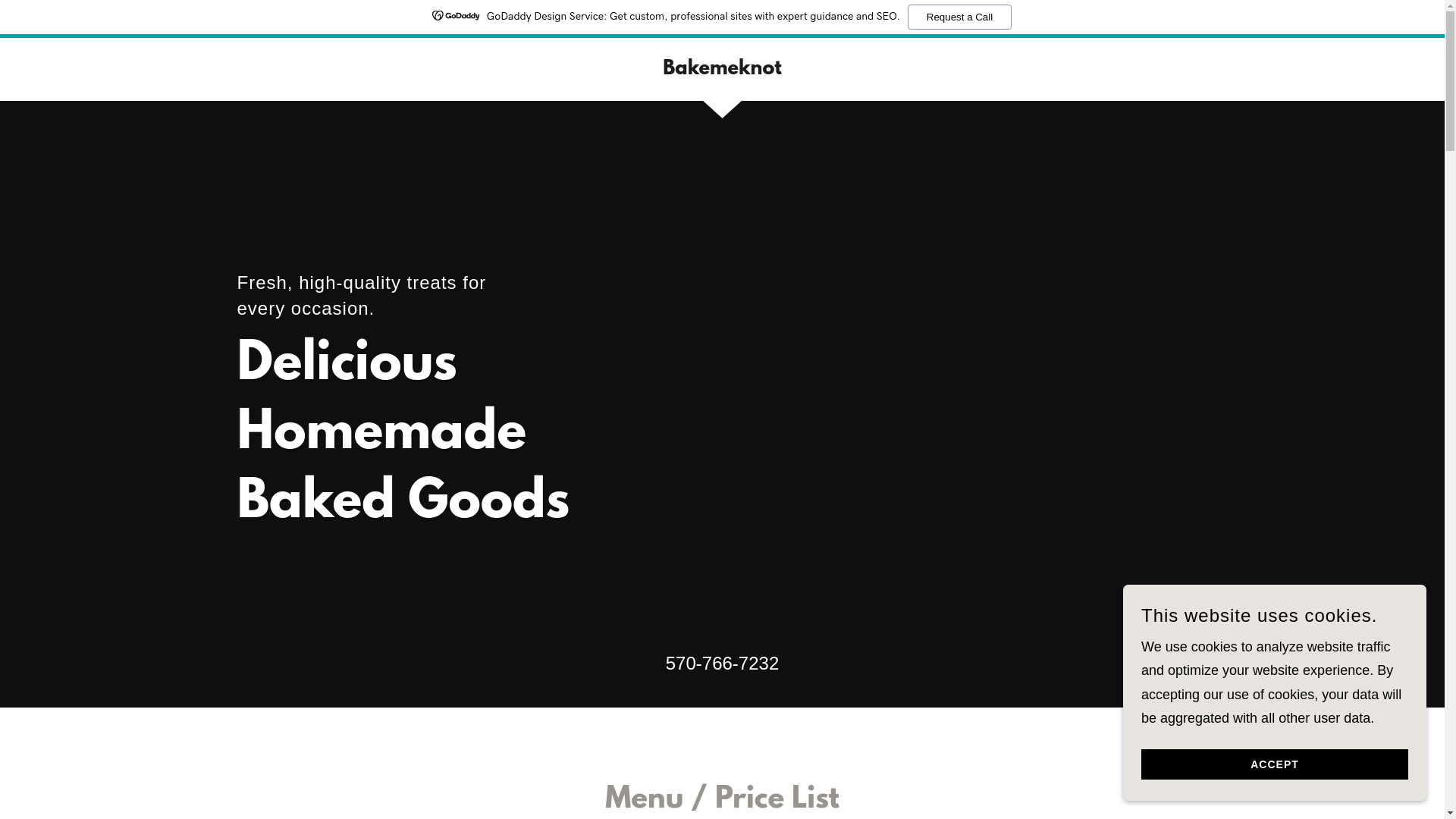 website screenshot of https://bakemeknot.shop/
