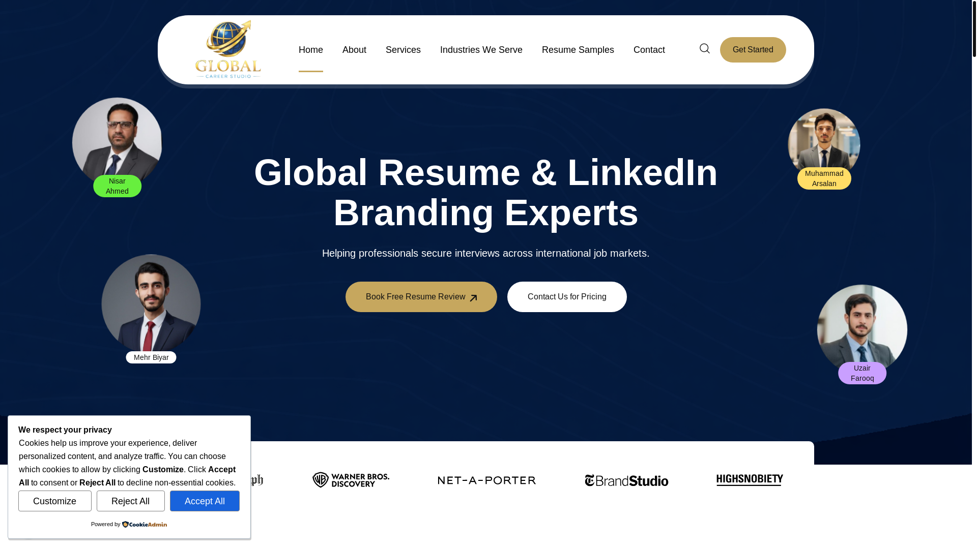 website screenshot of https://globalcareerstudio.online/