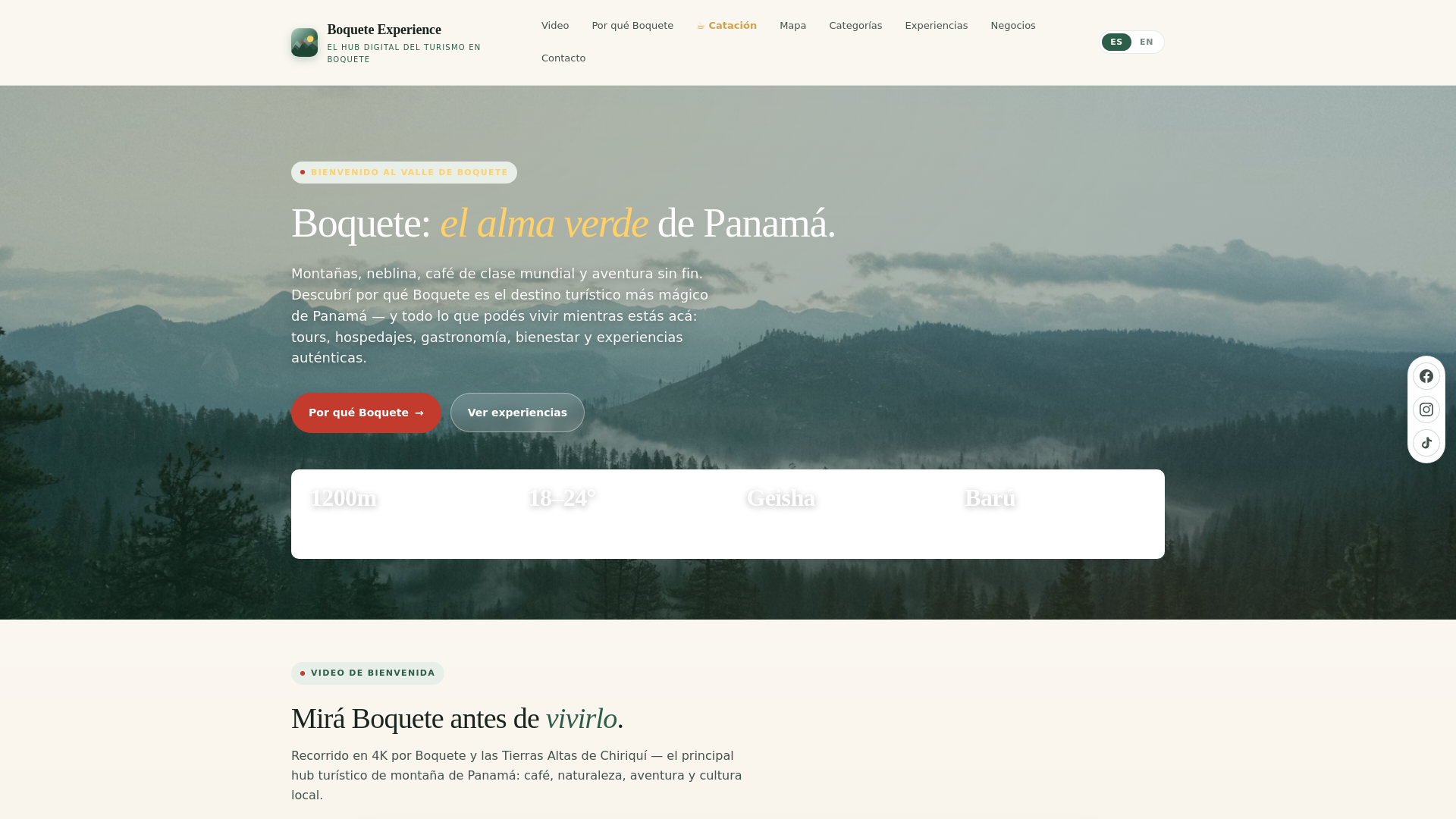 website screenshot of https://boqueteexperience.com/