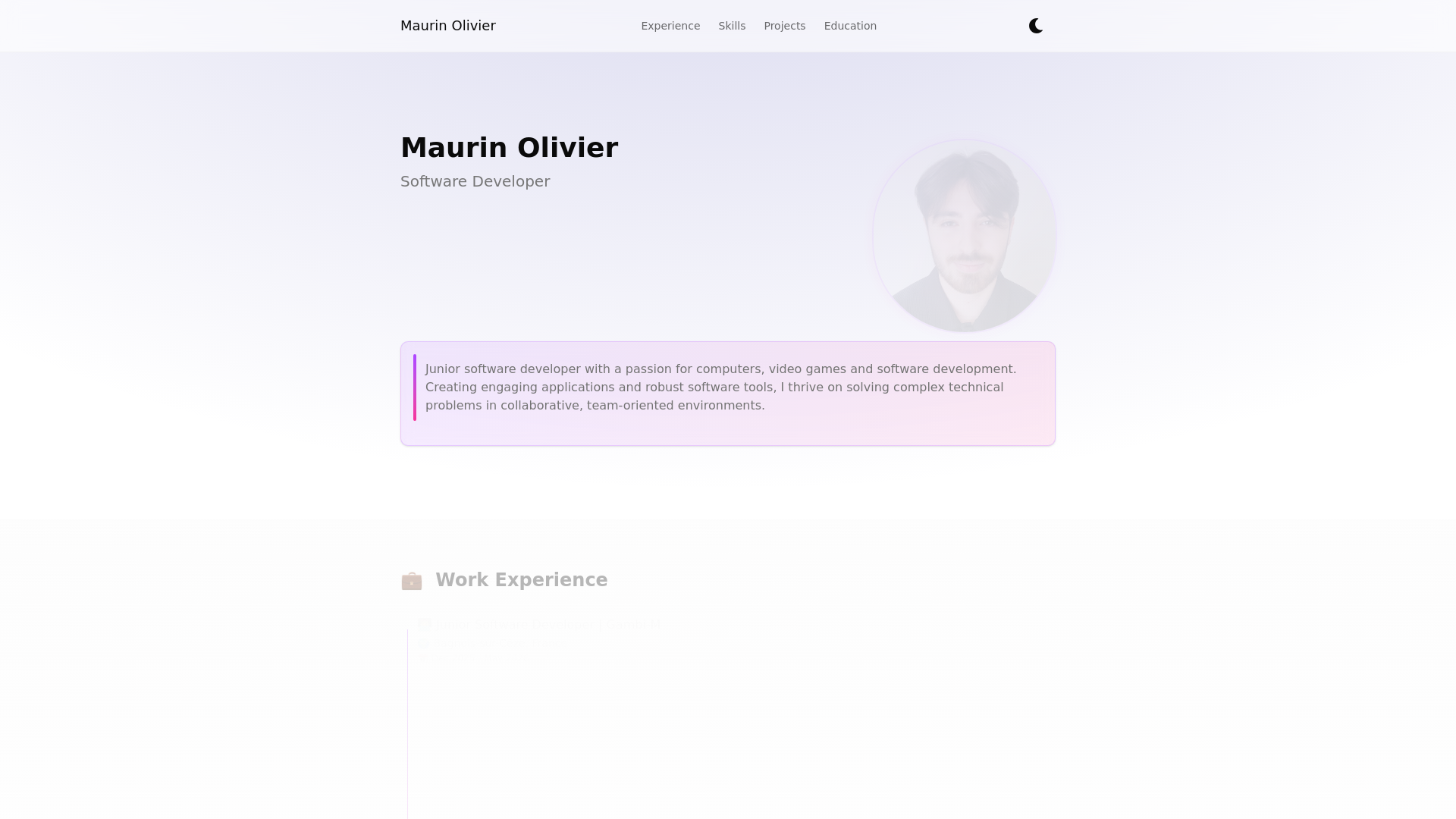 website screenshot of https://omaurin.dev/