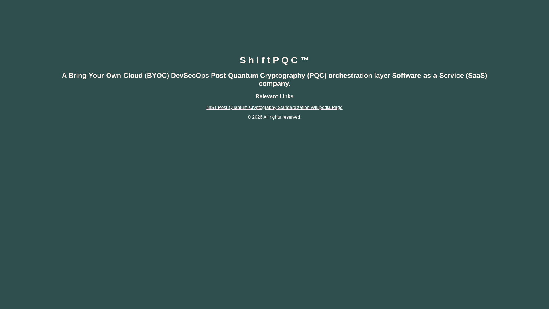 website screenshot of https://shiftpqc.com/
