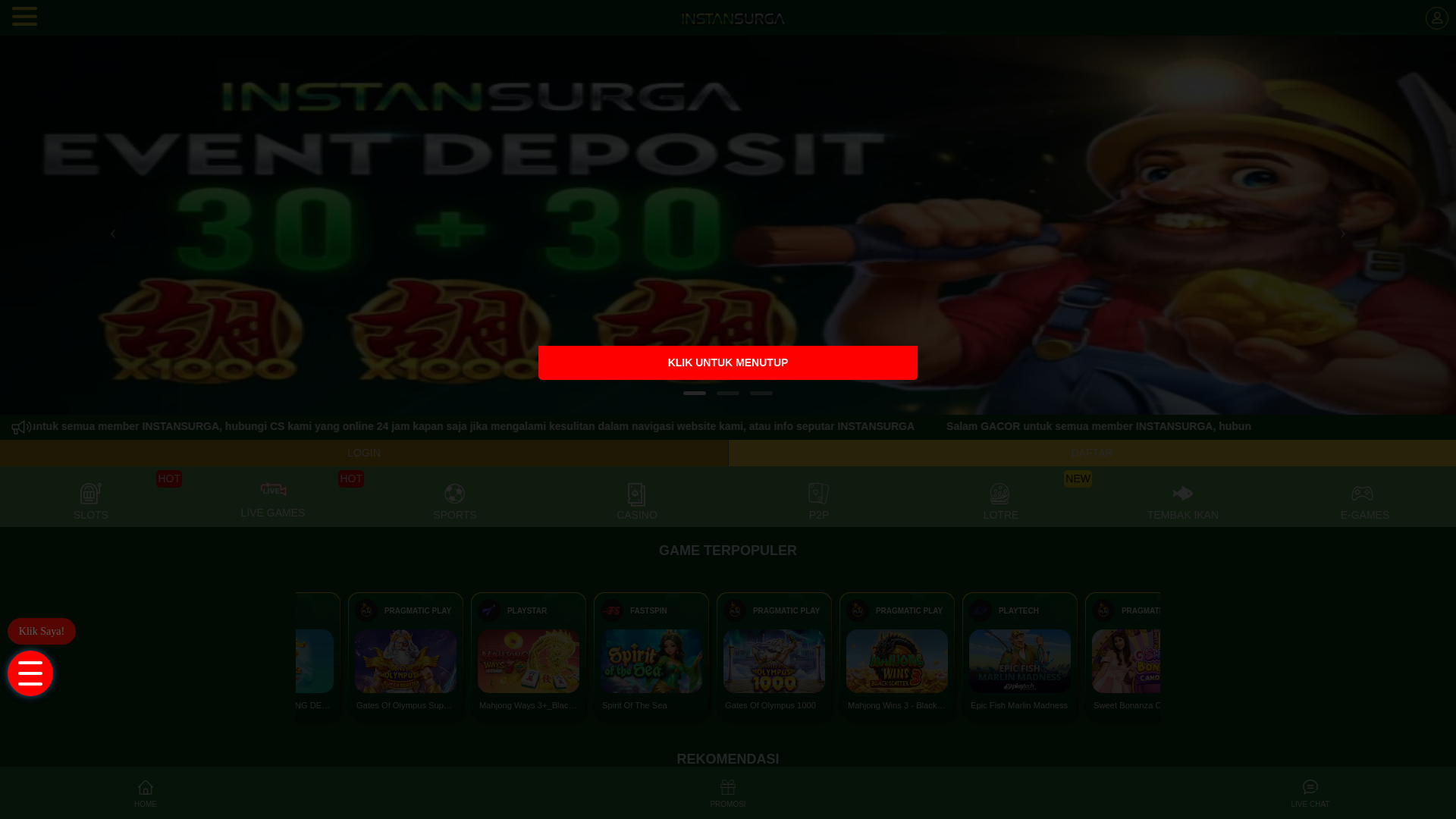 website screenshot of https://instansurga.space/